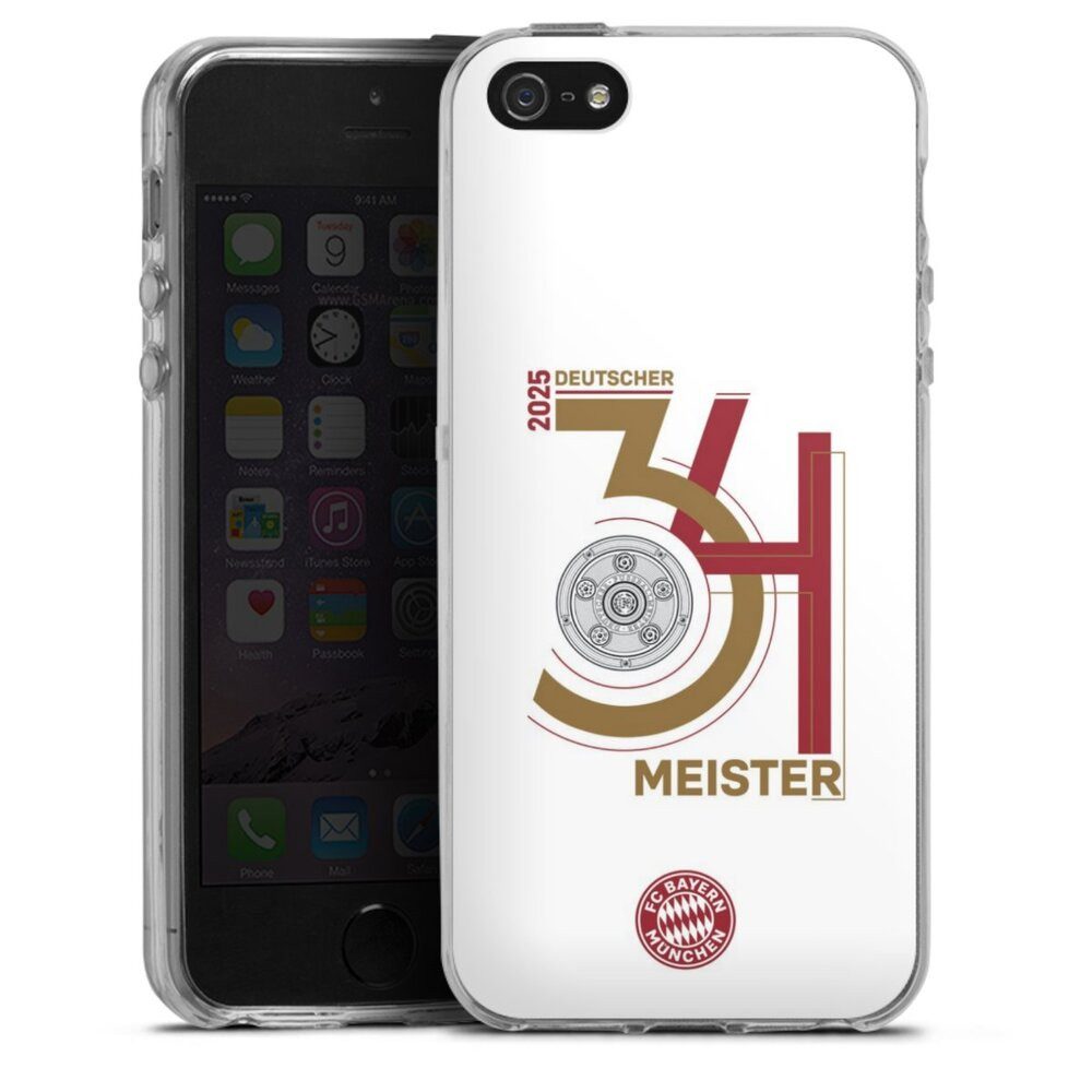 DeinDesign Handyhülle FC Bayern München Meister Offizielles Lizenzprodukt, Apple iPhone 5 Silikon Hülle Bumper Case Handy Schutzhülle