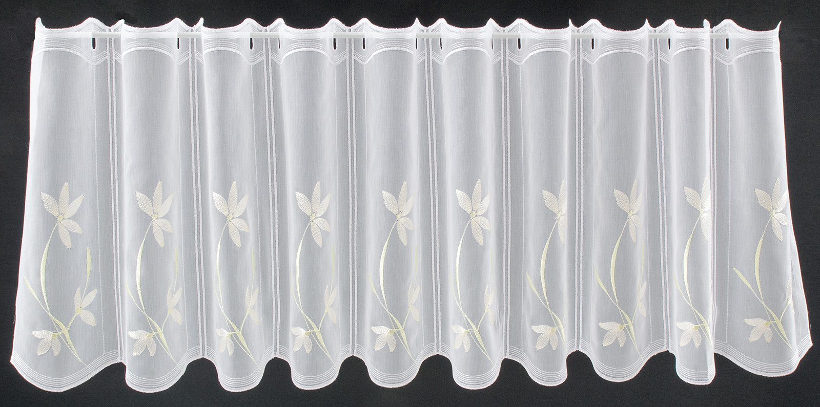 Gardinen Kranzusch Scheibengardine mit Blumenmuster bestickt (1 St), Stangendurchzug, transparent, Stablöcher,transparent