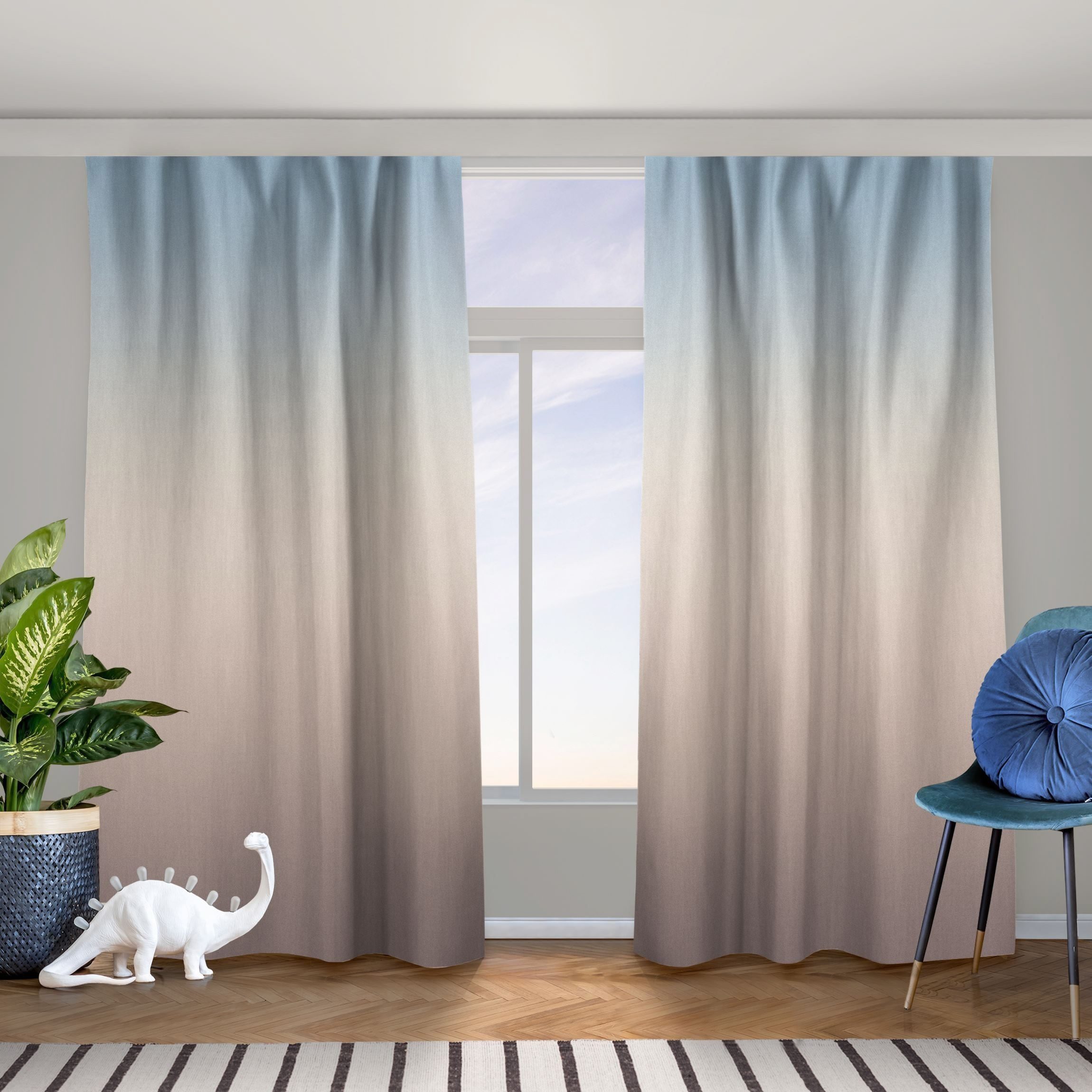 Bilderdepot24 Vorhang Gardine Abstrakt Modern Blau-Beige günstig online kaufen