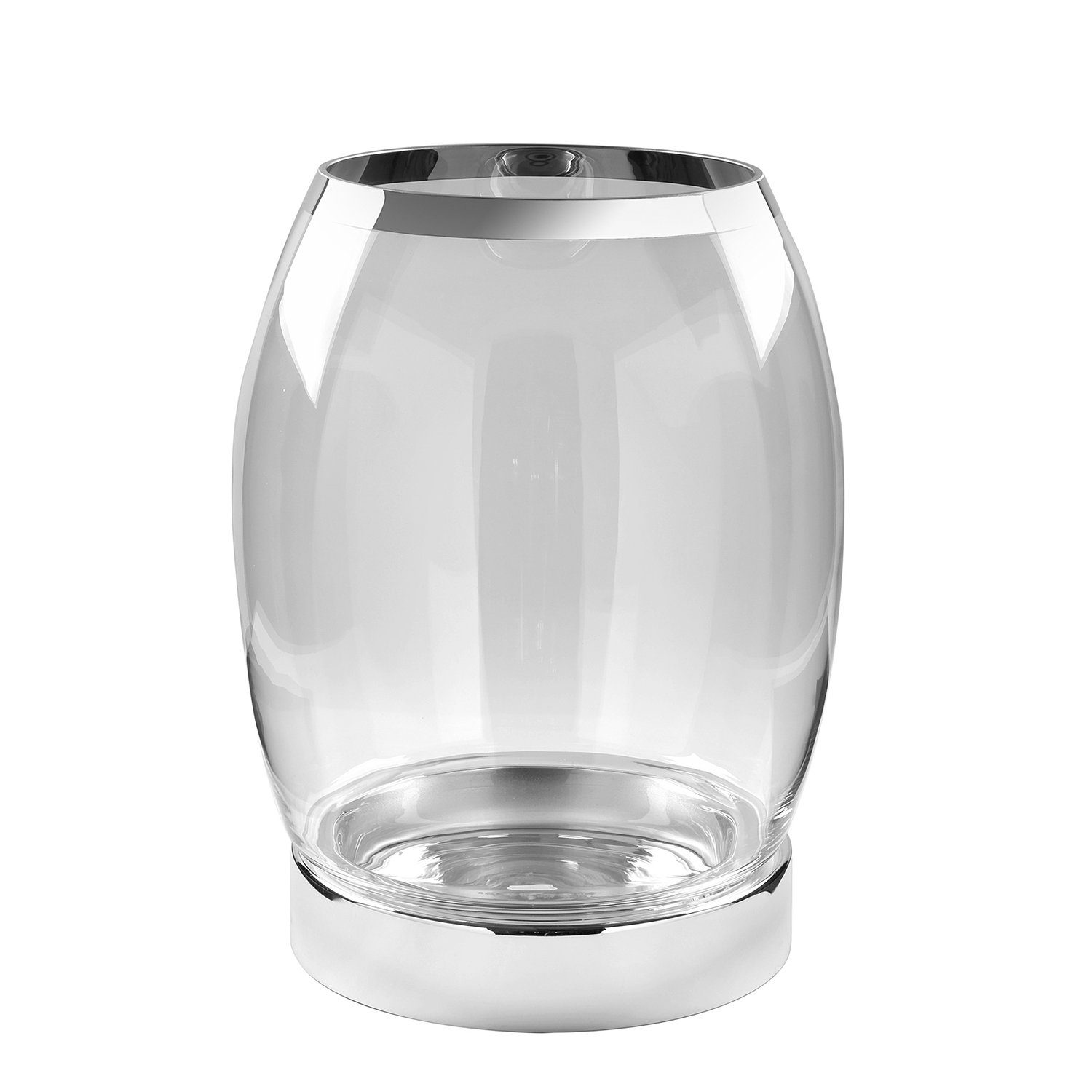 Platinumauflage - Eisen 31cm (Eisenbasis vernickelt Ø x Glaseinsatz), YORK - Windlicht mit / silberfarben Glas mit Fink - H.39cm Glas - Windlicht inklusive