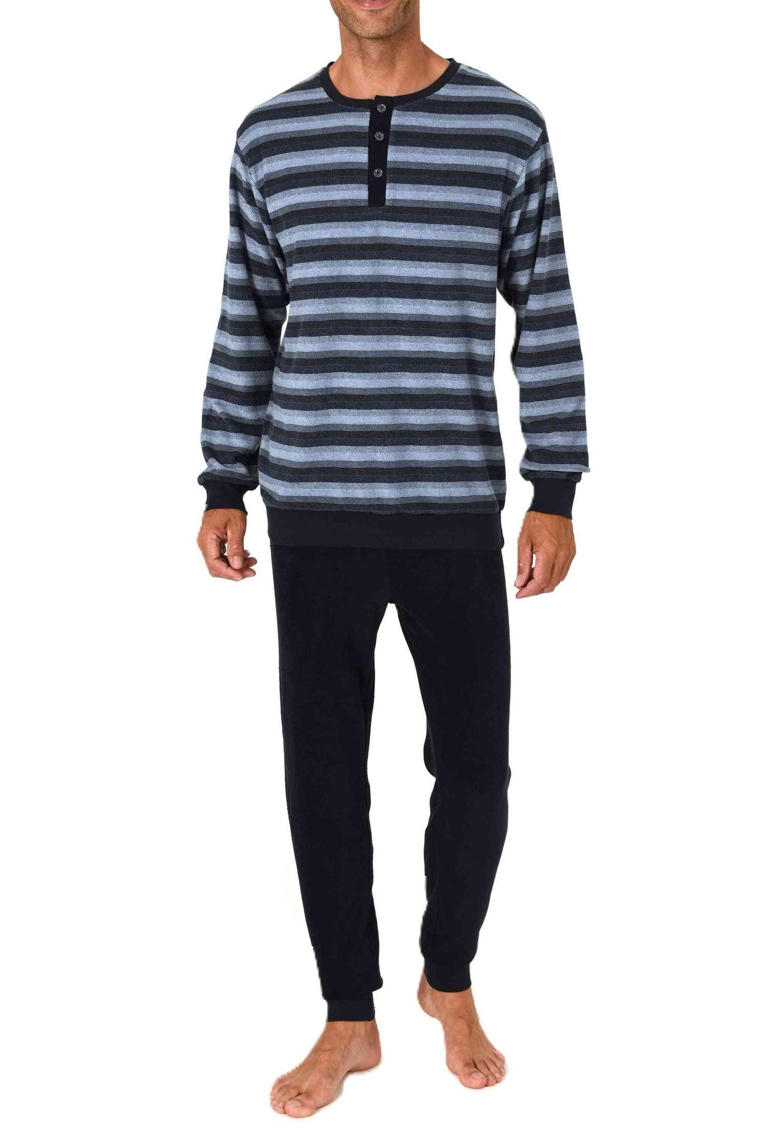Pyjama Normann Herren Frottee Schlafanzug mit Bündchen – auch in Übergrößen
