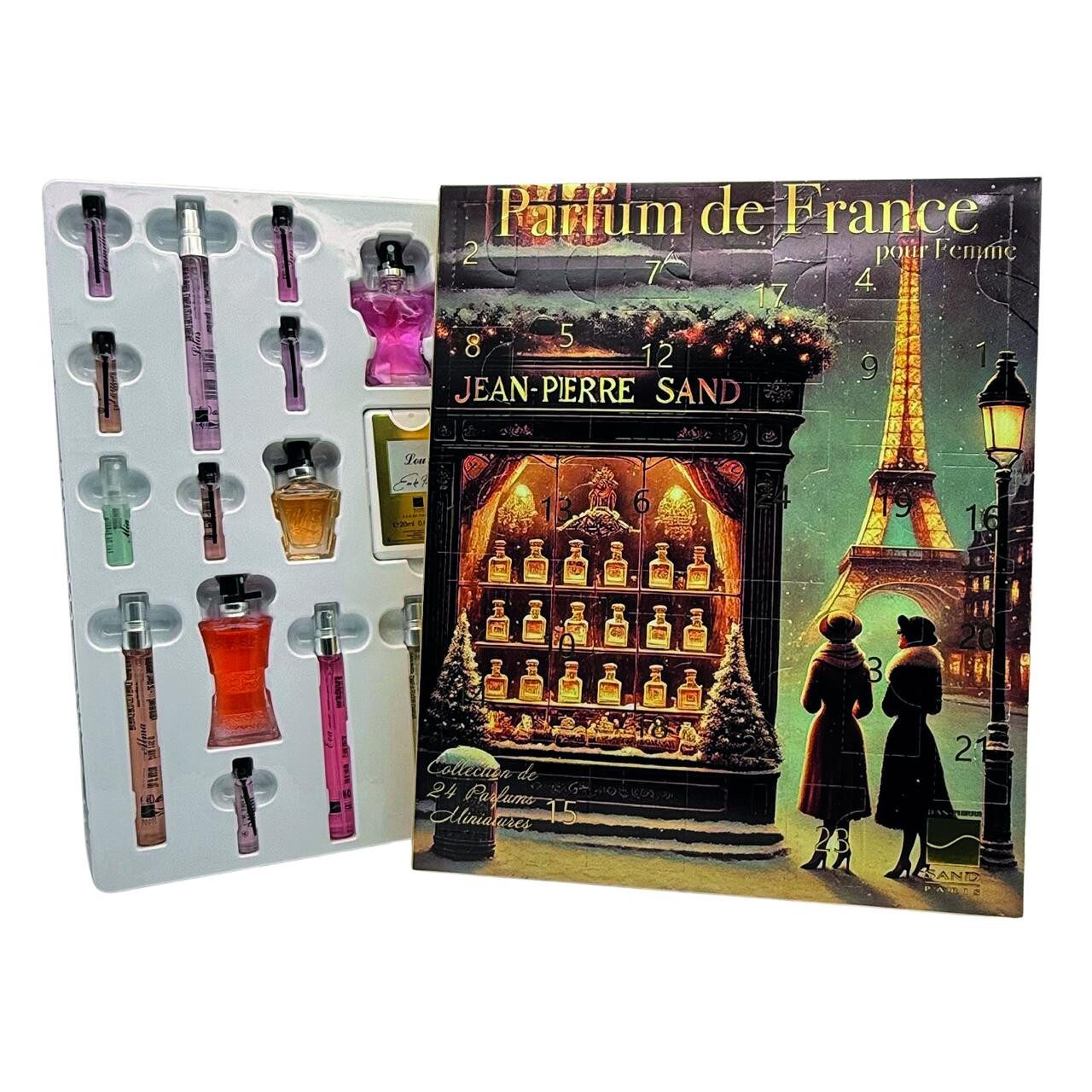 Jean-Pierre Sand Adventskalender Damen Adventskalender Parfum de France pour Elle, 24 Überraschungen, Vorfreude auf Weihnachten