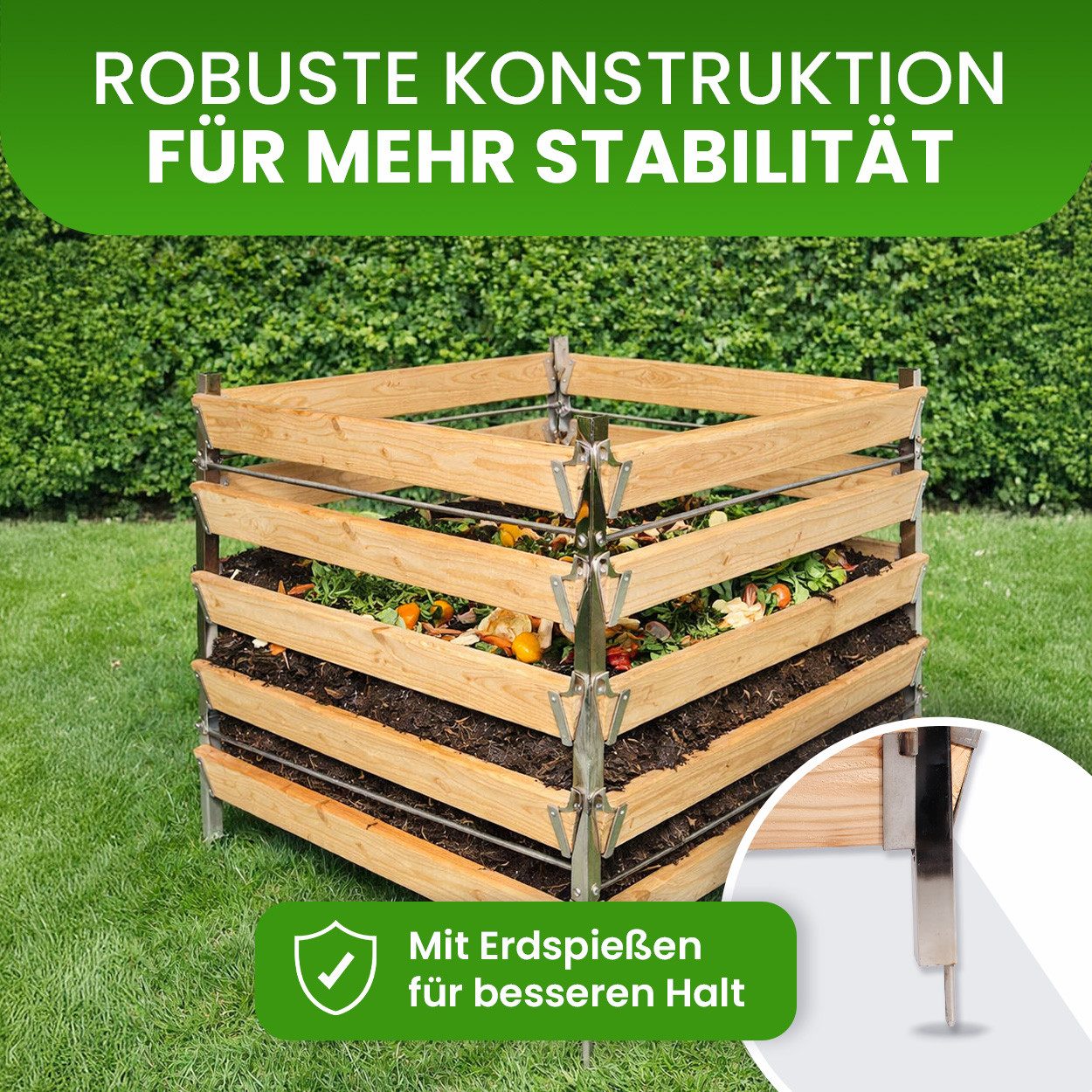 Gartenwelt Riegelsberger Komposter aus Lärche mit Edelstahlpfosten
