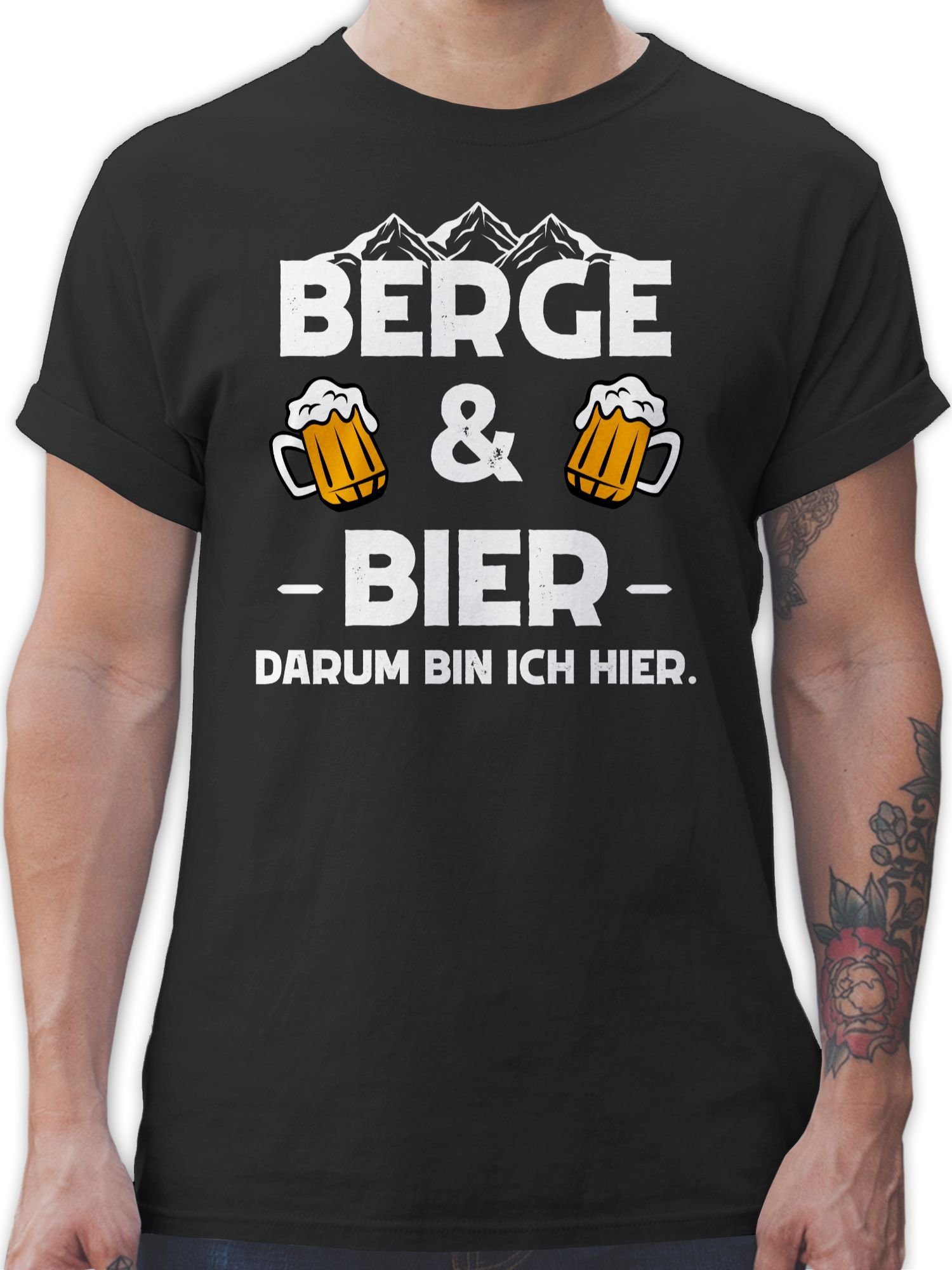 Shirtracer T-Shirt Berge und Bier 1 Party Apres Schwarz Ski