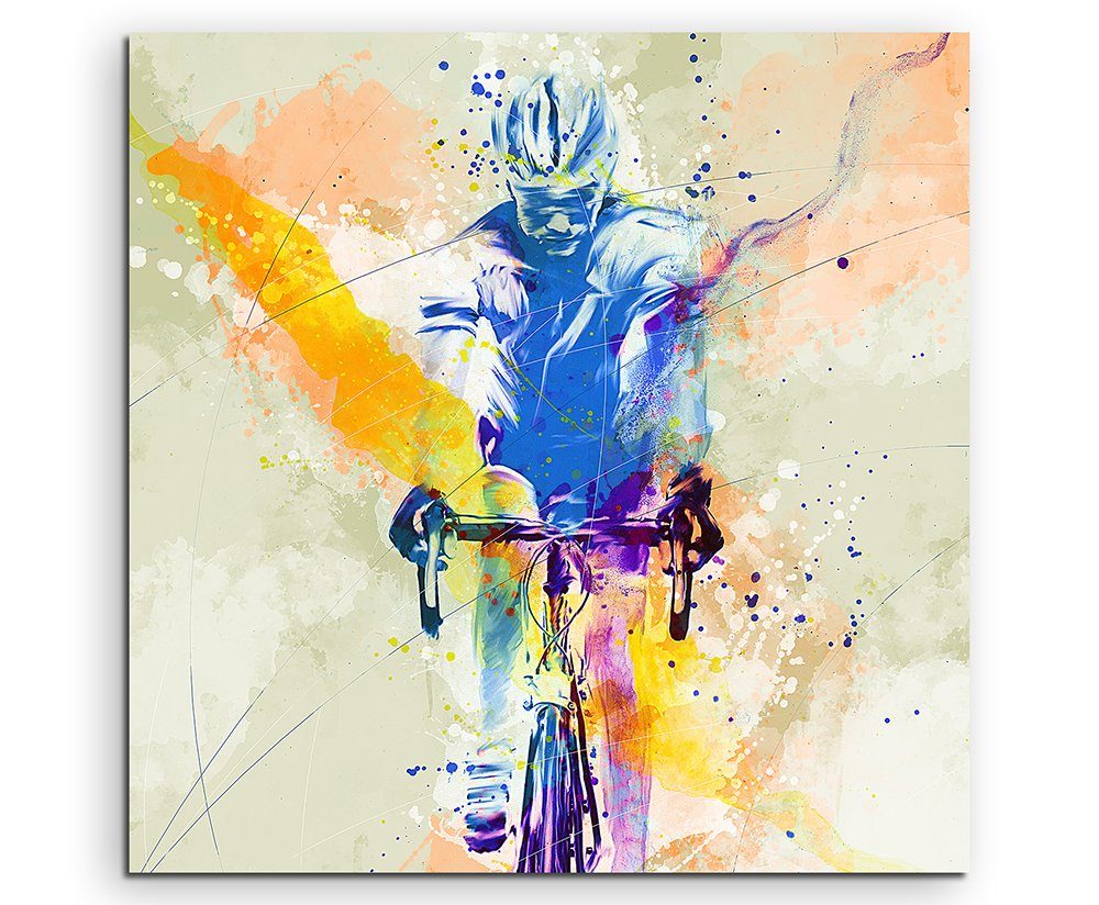 Sinus Art Leinwandbild Radsport VI 60x60cm Aquarell Art Leinwandbild