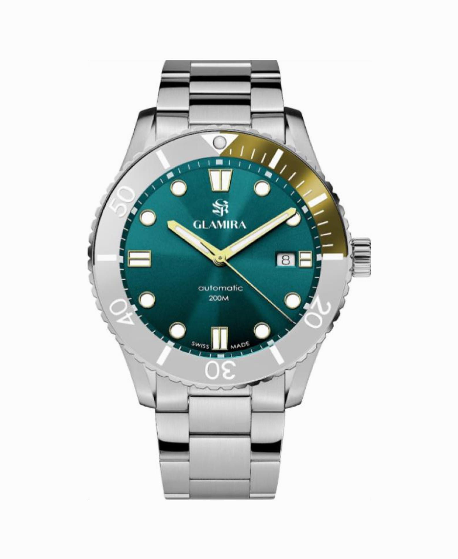 GLAMIRA Luxusuhr GLAMIRA Aurevian Automatikuhr Blau-Grün, (1-tlg), Automatik, Leuchtzeiger