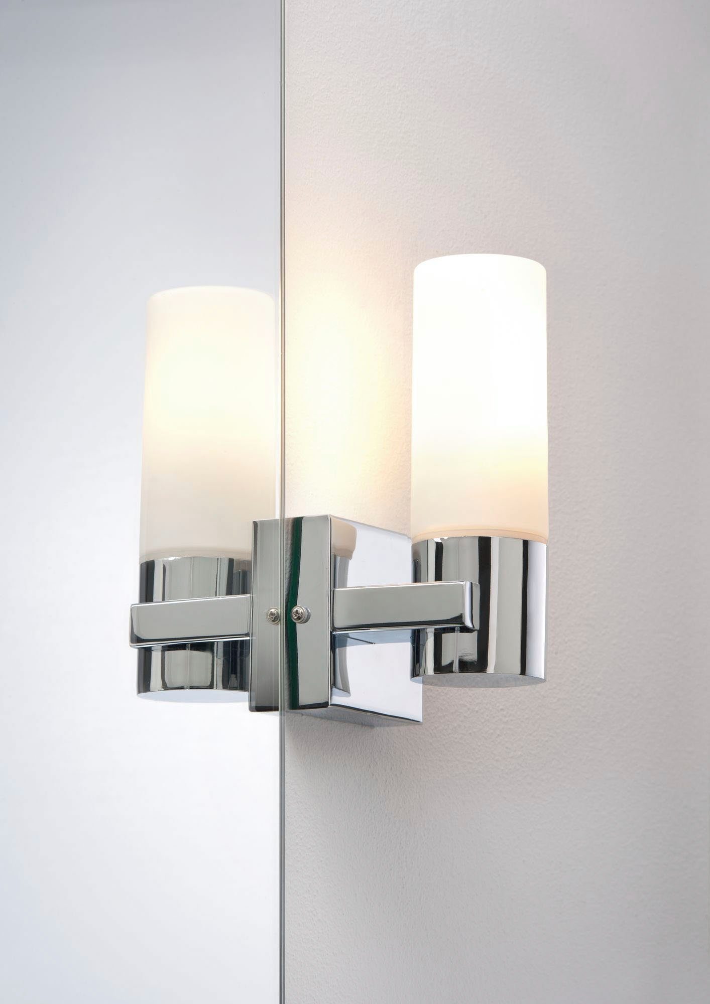 Paulmann LED Wandleuchte Gemini IP44 20W 2er Pack Chrom, Satin, Metall, Glas, ohne Leuchtmittel, E14, Gemini IP44 20W 2er Pack Chrom, Satin, Metall, Glas