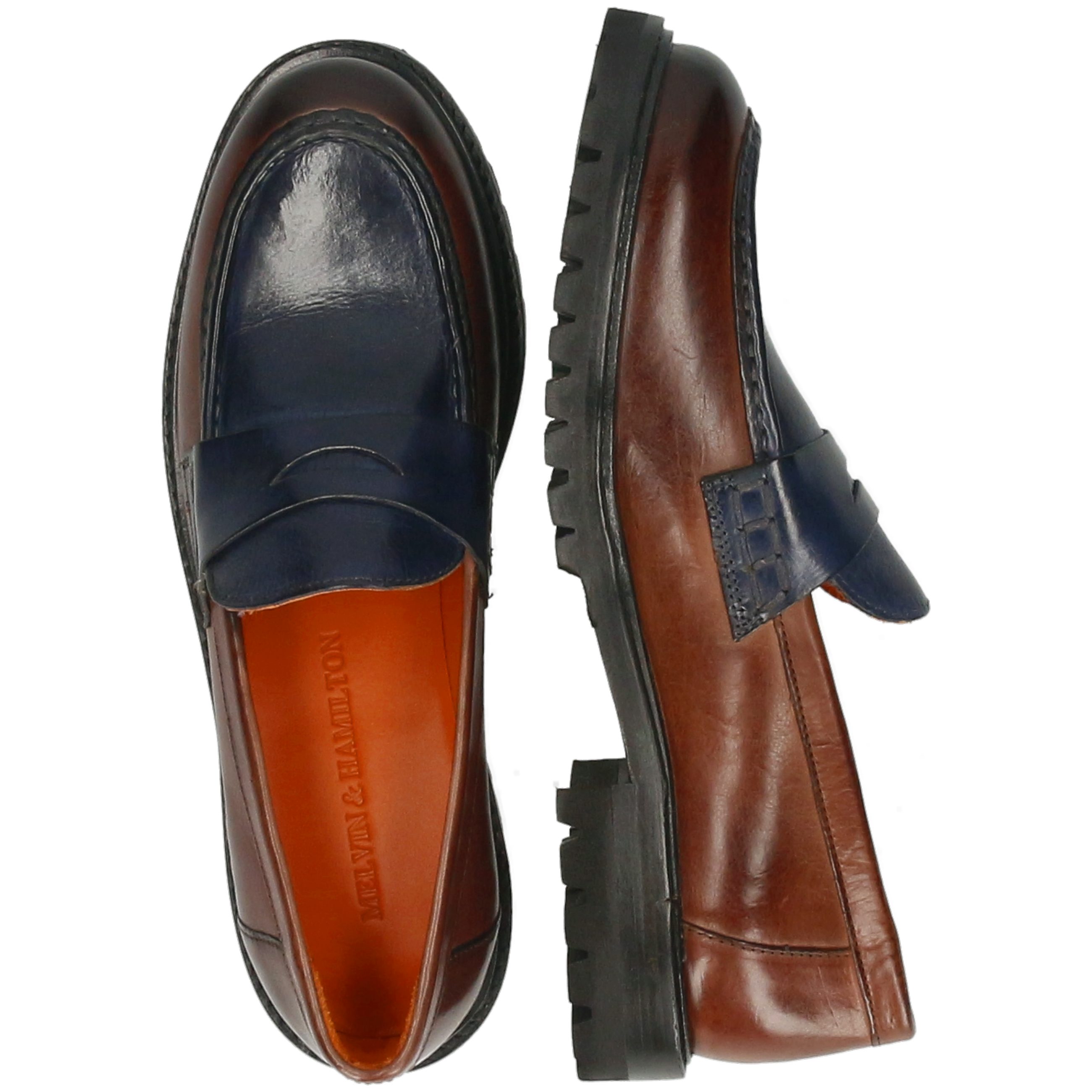 Lining & Melvin Royal Orange Hamilton Regine 6 Burnt Loafer Barista