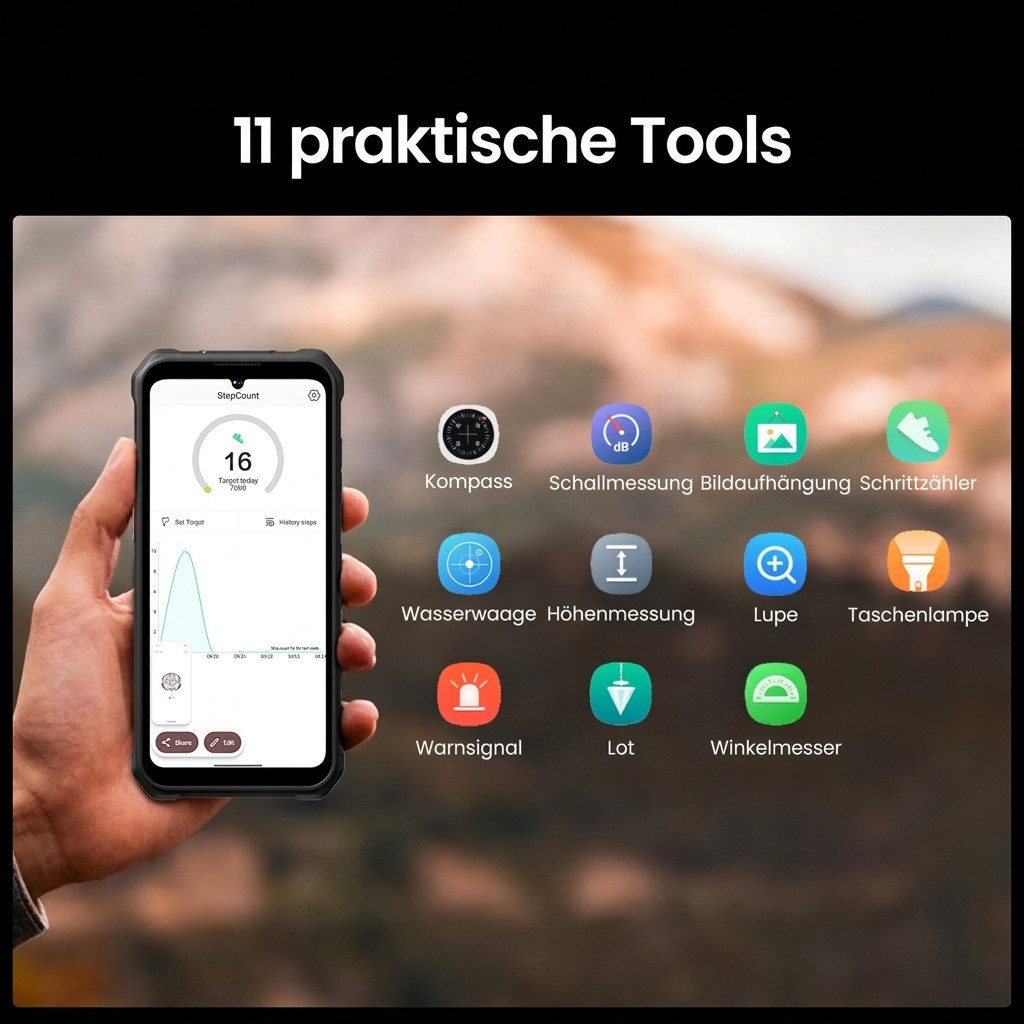 Fossibot Outdoor Handy 10000mAh, Unterwasserkamera, IP68/IP69K, HD+ NFC Smartphone (6,745 Zoll, 128 GB Speicherplatz, 50 MP Kamera, F110L, 4GB RAM + 128GB ROM, Android 15, KI-Erkennung, OTG)