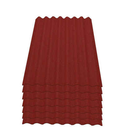 Onduline Dachpappe Onduline Easyline Dachplatte Wandplatte Bitumenwellplatten Wellplatte 7x0,76m² - rot, wellig, 5.32 m² pro Paket, (7-St)