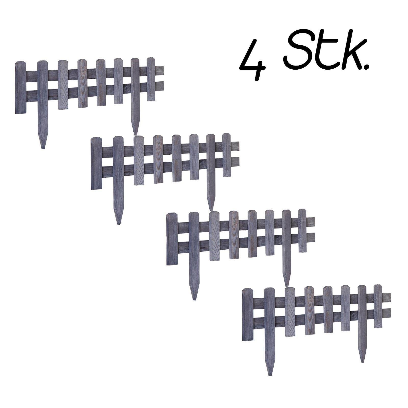 Thumbnail - BooGardi Beetumrandung Steckzaun Holz, LxH: 59,5x20 cm, 4er Set, 3 Höhen 2 Längen Beeteinfassung Beet Gartenzaun