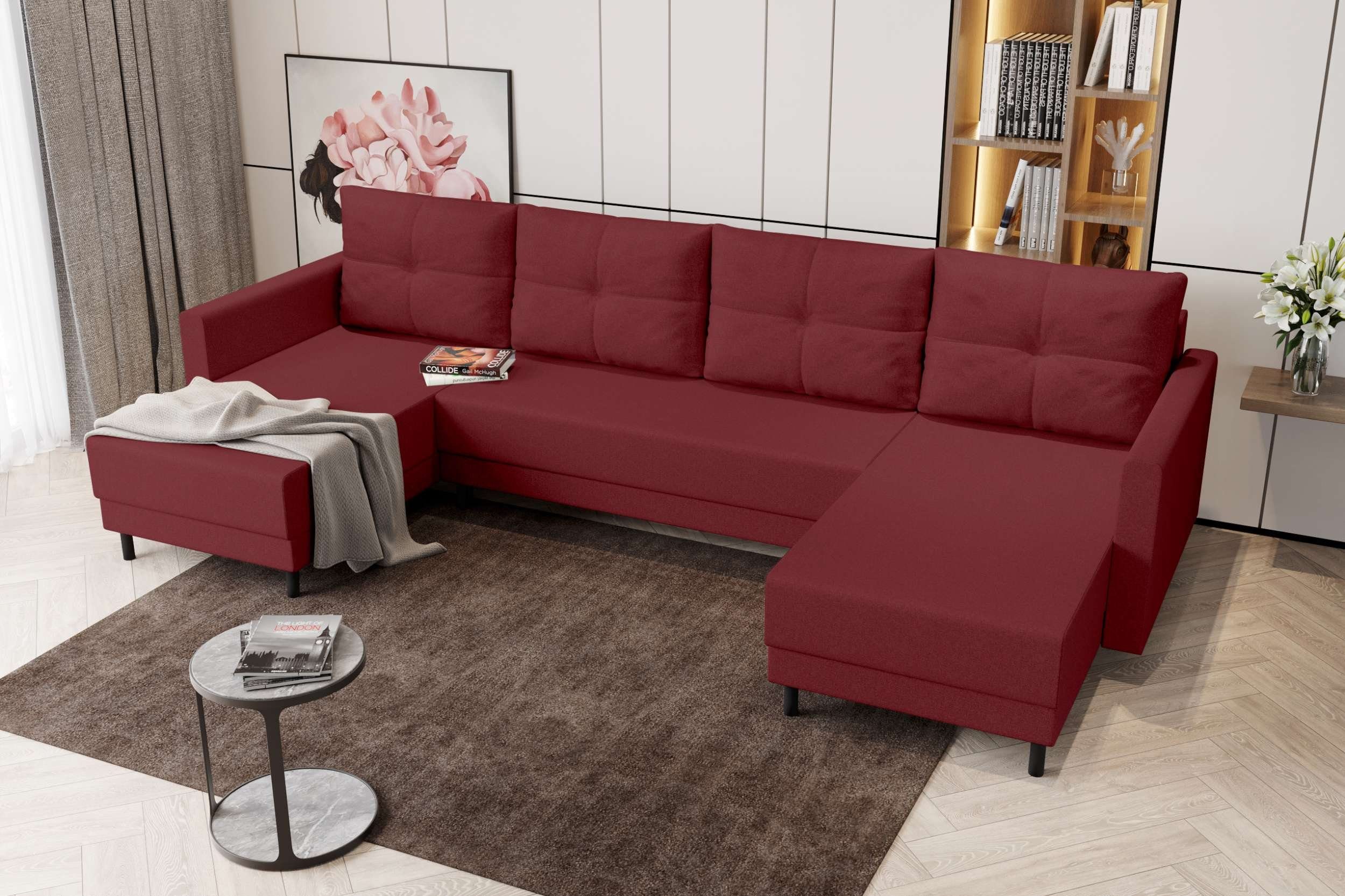 Stylefy Wohnlandschaft Selena, U-Form, mit Modern Eckcouch, Sofa, Sitzkomfort, mit Bettfunktion, Bettkasten, Design