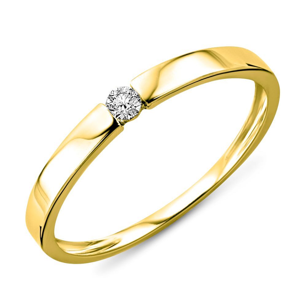 Miore Diamantring MIN924R - aus 9 Karat Gelbgold (375) mit 0,05 Karat Solitär Diamant, Ringabmessungen Breite 2mm Höhe 1,5mm
