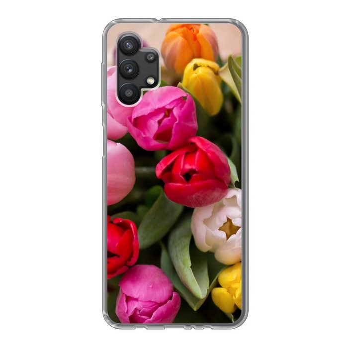 MuchoWow Handyhülle Wald mit Tulpen in einer Vase Handyhülle Samsung Galaxy A32 5G Smartphone-Bumper Print Handy