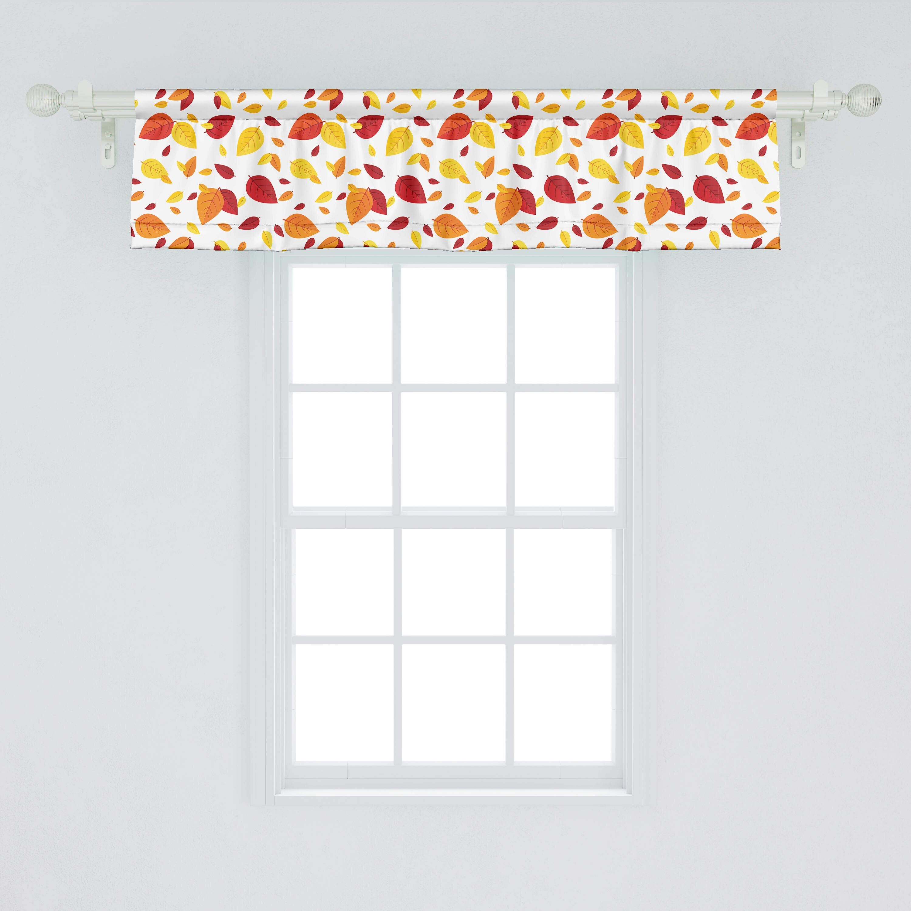 Scheibengardine Vorhang Volant für Küche Herbstblätter Saisonale Abakuhaus, Bunt Schlafzimmer Microfaser, Stangentasche, Dekor mit