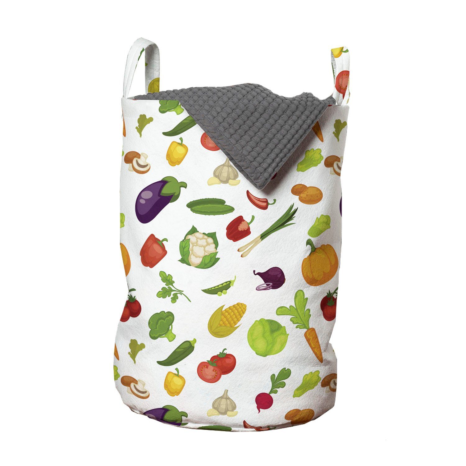Abakuhaus Wäschesäckchen Wäschekorb mit Griffen Kordelzugverschluss für Waschsalons, Früchte Und Gemüse Frisches Essen