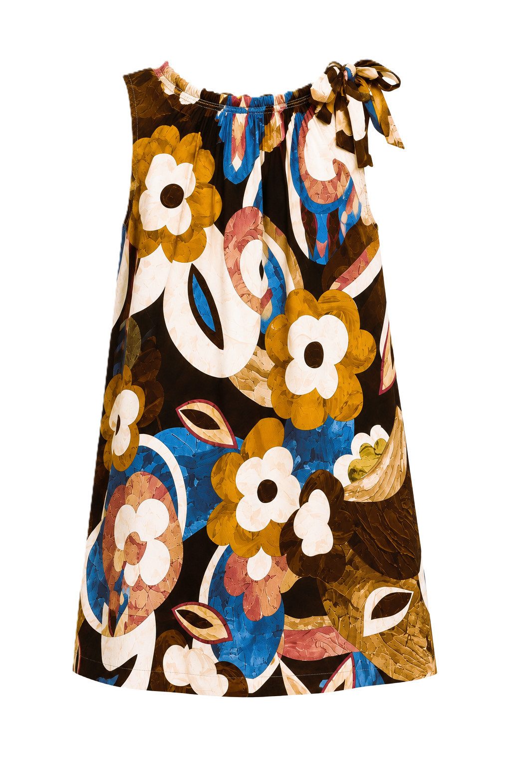 ITALY VIBES Sommerkleid - weiches Etuikleid mit abstraktem Print und Band - Damenkleid ONE SIZE - passend von Größen S bis L