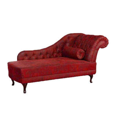 JVmoebel Chaiselongue Chaiselongues Chesterfield Rot Liege Chaise Textil Sofa Relax SOFORT, 1 Teile, Made in Europa