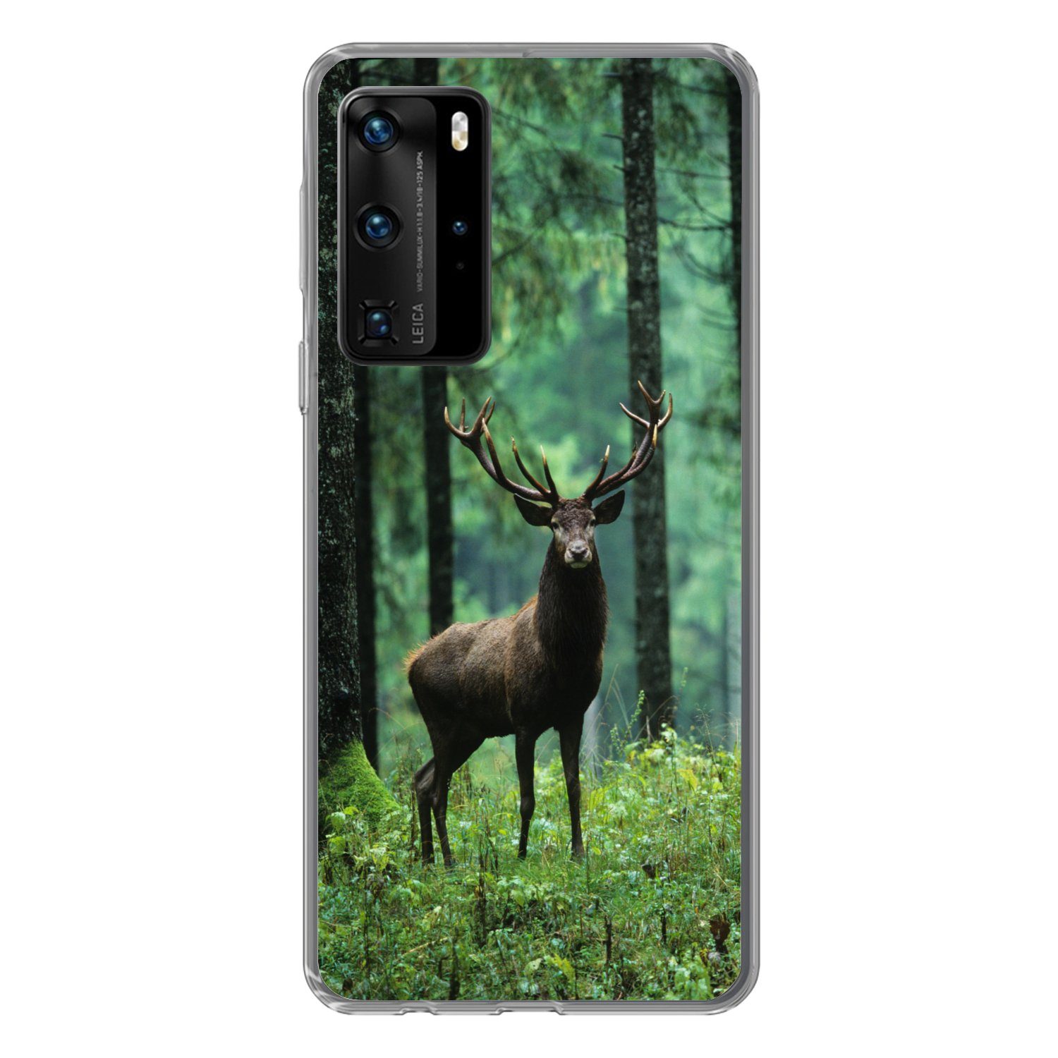 MuchoWow Handyhülle für Huawei P40 Pro Hirsche - Wald - Bäume - Tiere - Natur, Handy Case, Silikon, Bumper Case Dünn