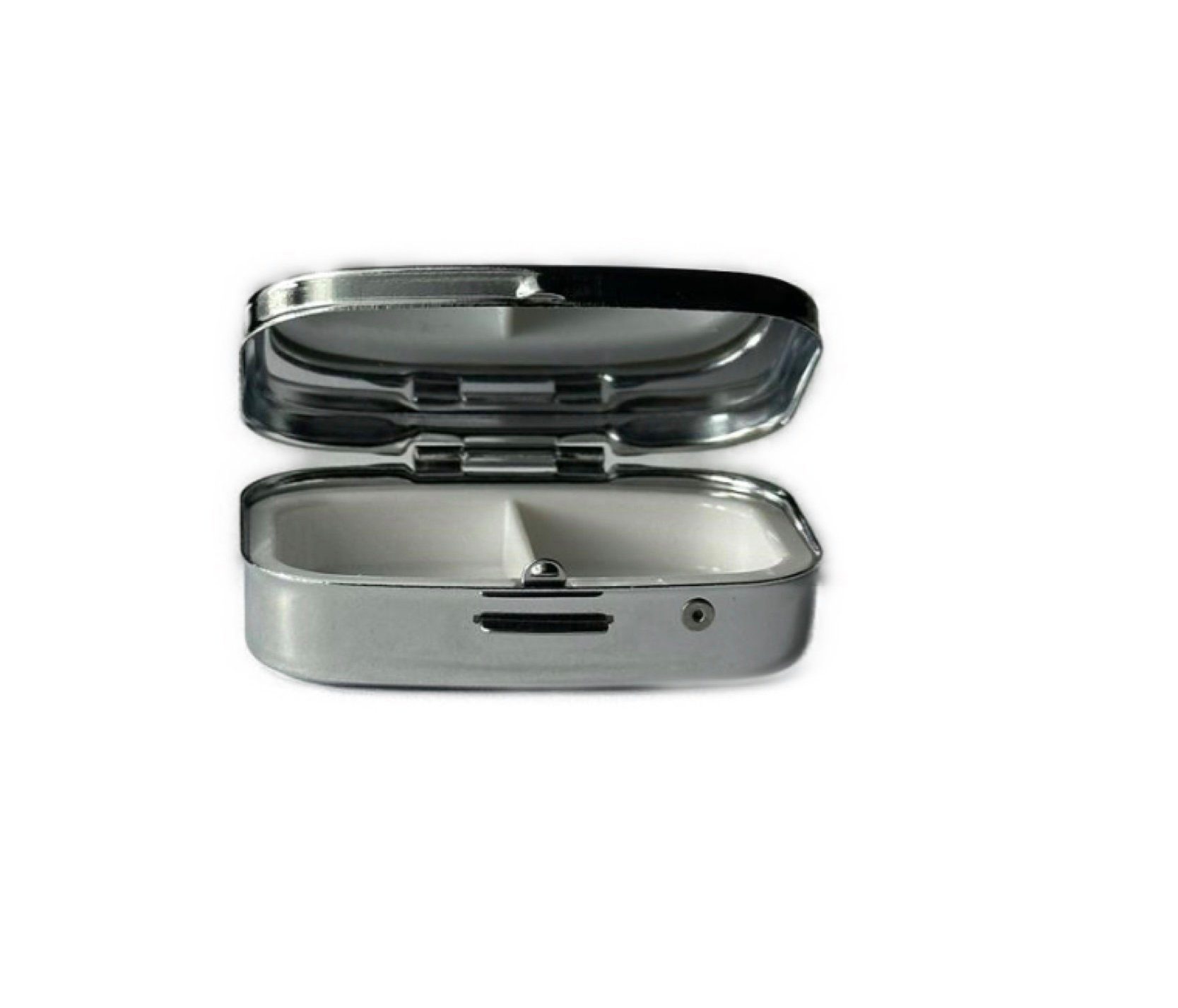 Paletti Pillendose Edelstahl Pillendose mit 2 Fächern - 5,5 x 4 x 1,5 cm - Tablettendose