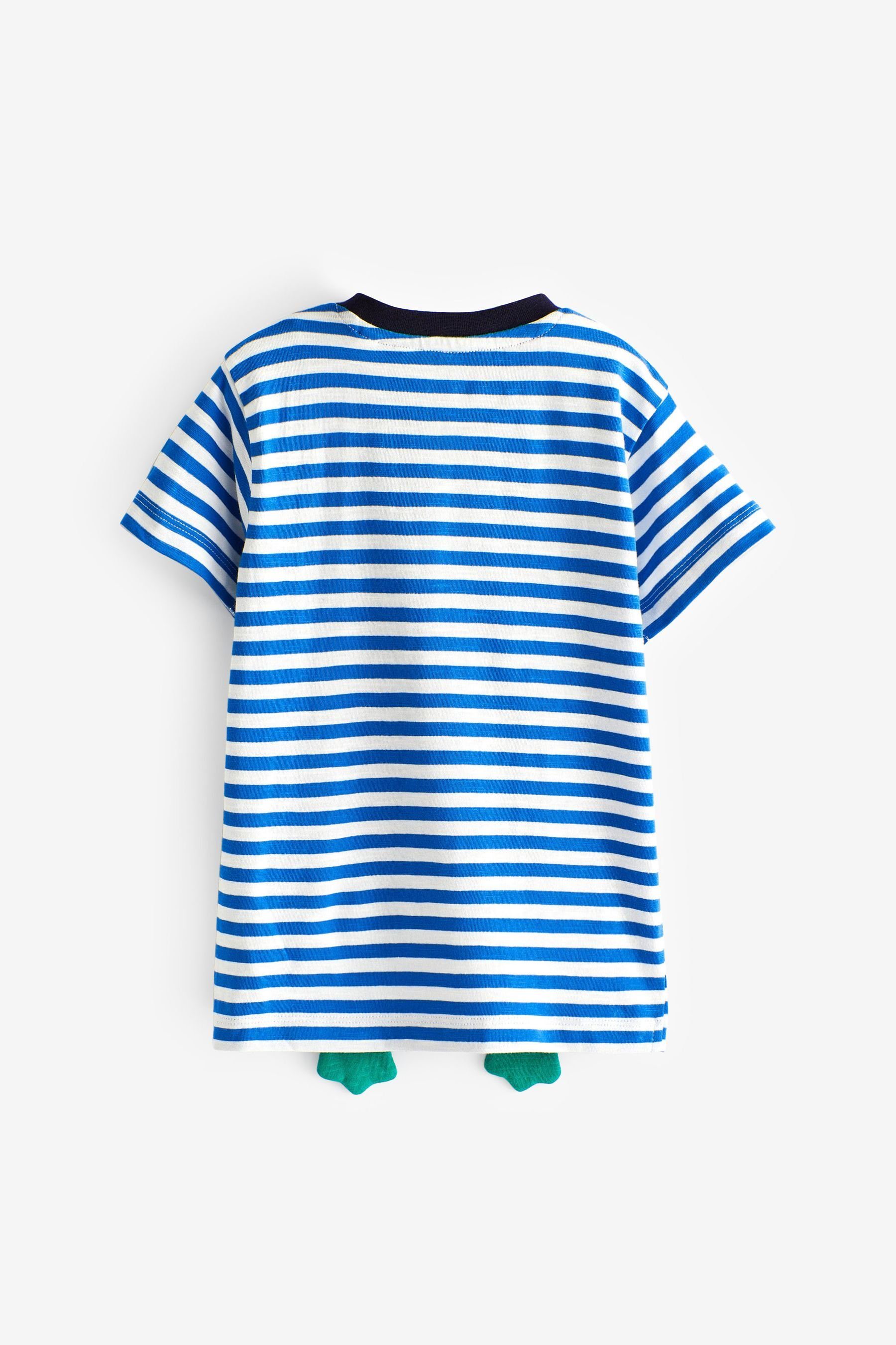 Zip Kurzärmeliges interaktivem T-Shirt Stripe Motiv T-Shirt Frog mit Next Mouth (1-tlg)