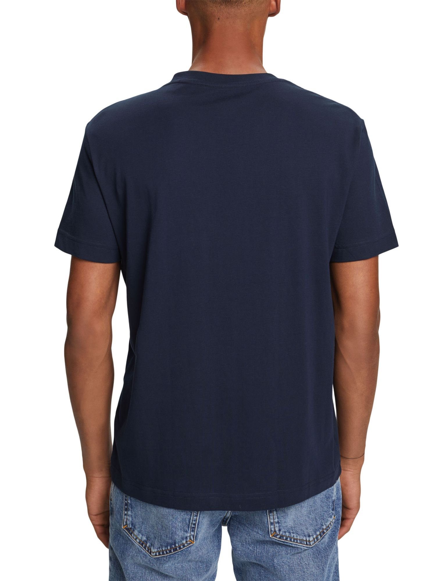 T-Shirt NAVY 100 % edc Bedrucktes Esprit (1-tlg) Jersey-T-Shirt, by Baumwolle