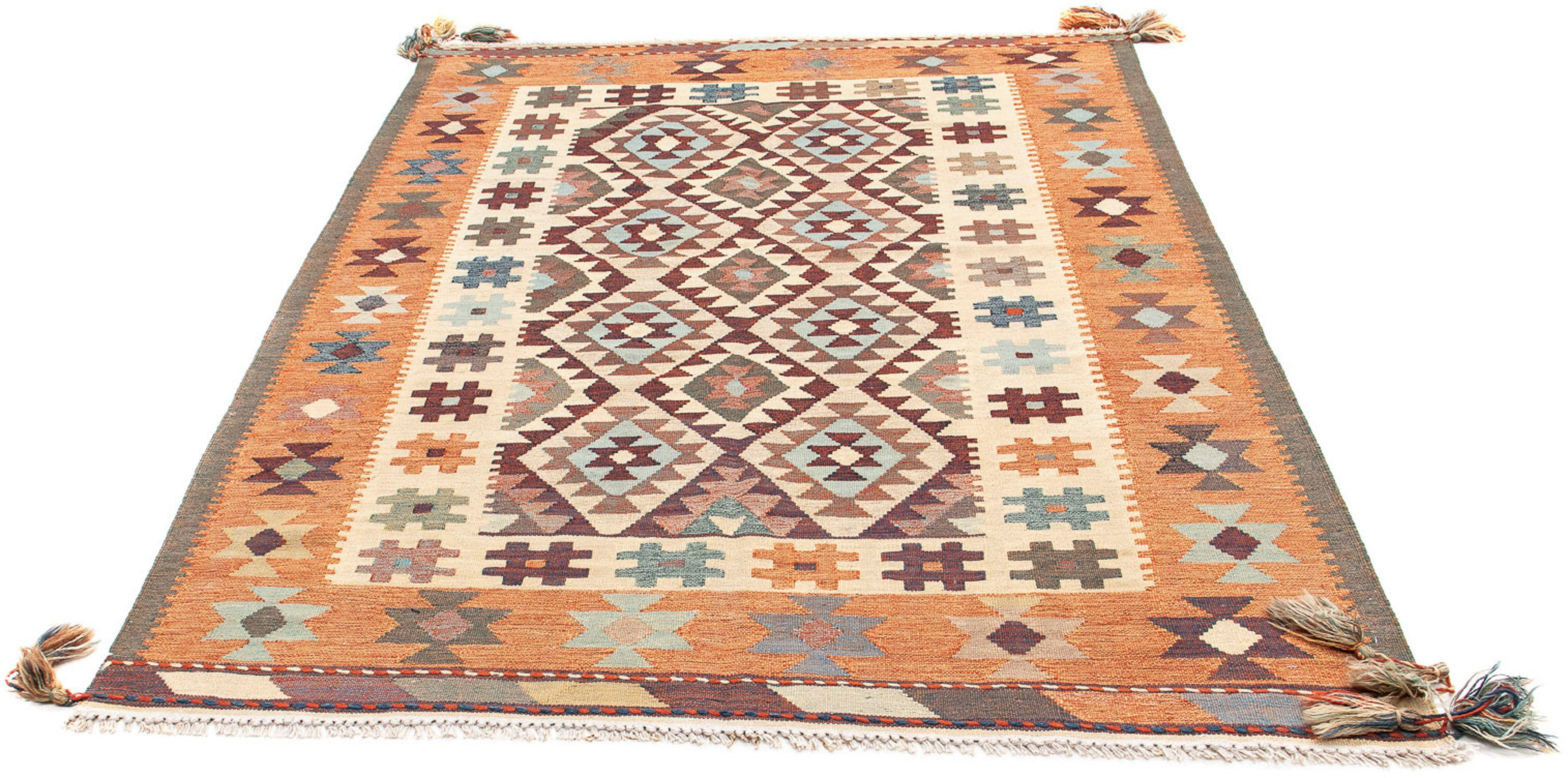 Wollteppich Kelim - Trendy - 203 x 146 cm - mehrfarbig, morgenland, rechteckig, Höhe: 4 mm, Wohnzimmer, Einzelstück