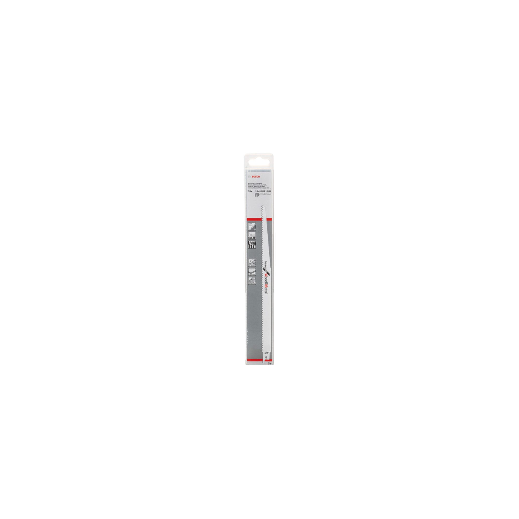 Bosch Professional Säbelsäge Bosch Säbelsägeblatt S 1411 DF, Heavy for Wood and Metall 25 Stk