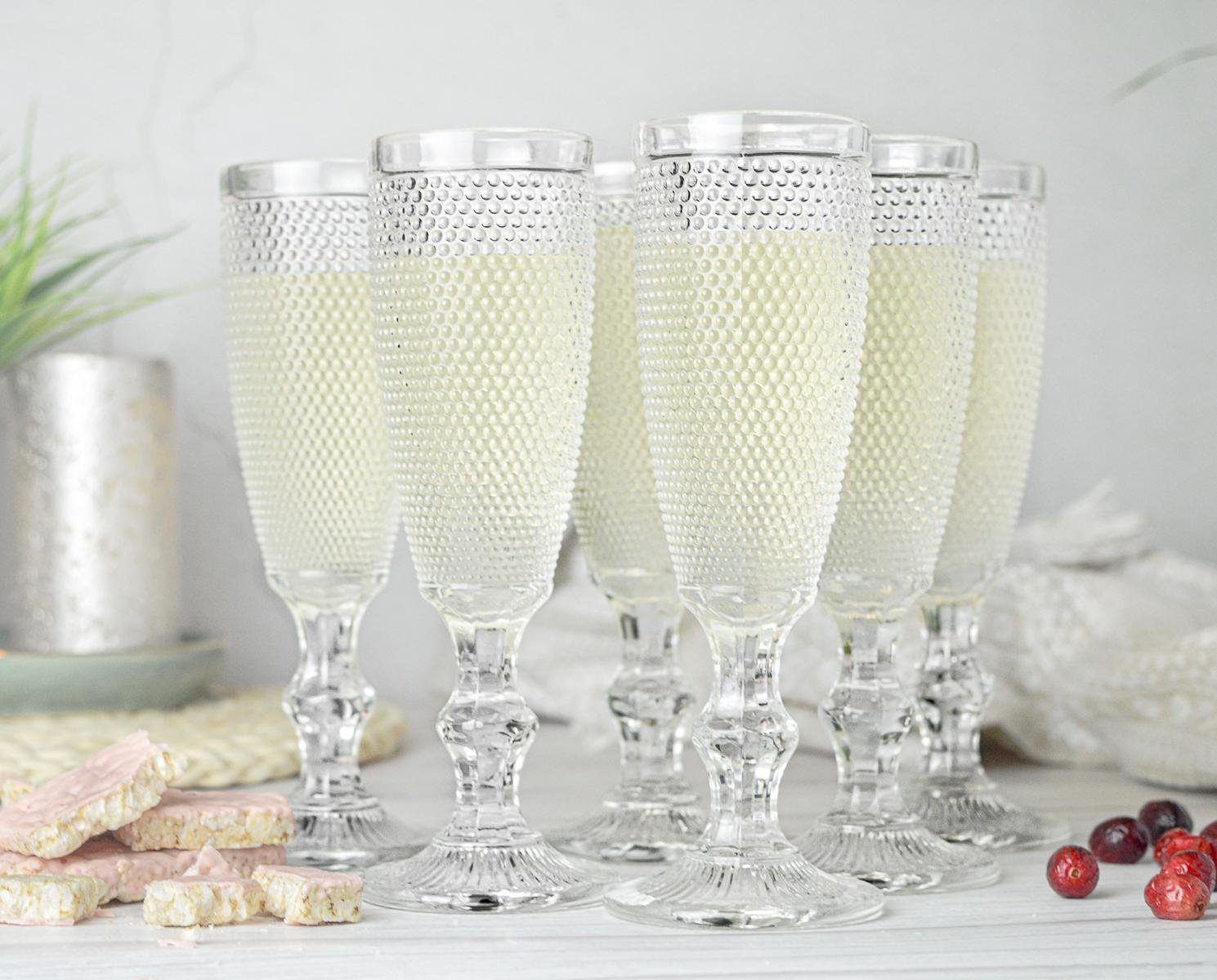 Sendez Sektglas 6 Sektgläser 150ml auf Fuß Caroline Sektkelche Sektglas Proseccoglas, Glas