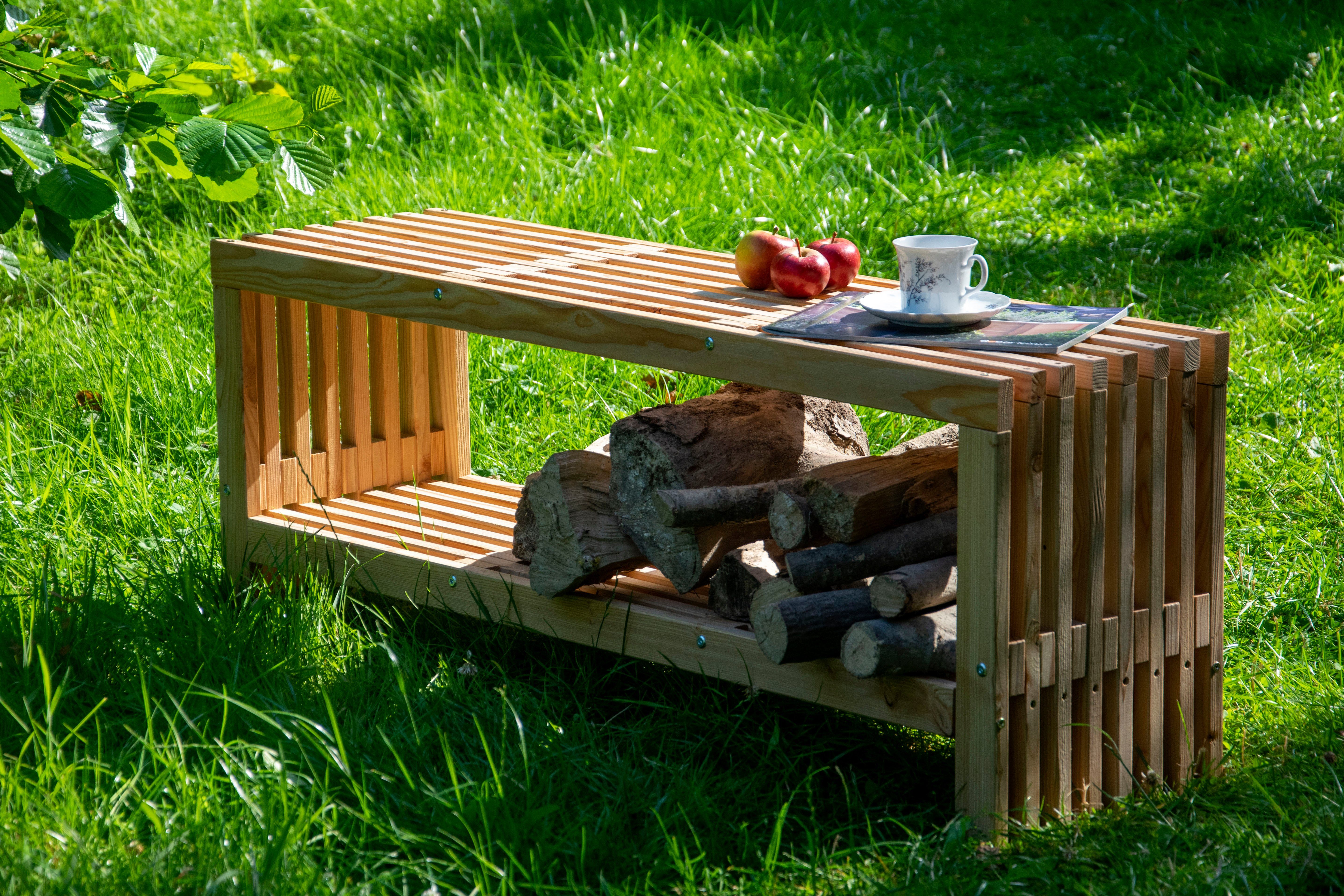 dobar Gartenbank "Freja" mit Kaminholzfach, moderne günstig online kaufen