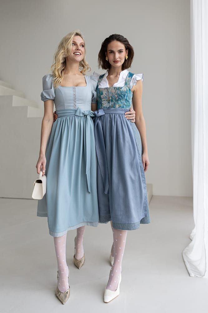 Madame Marie Dirndl Dirndl Alisora 75cm Länge taubenblau