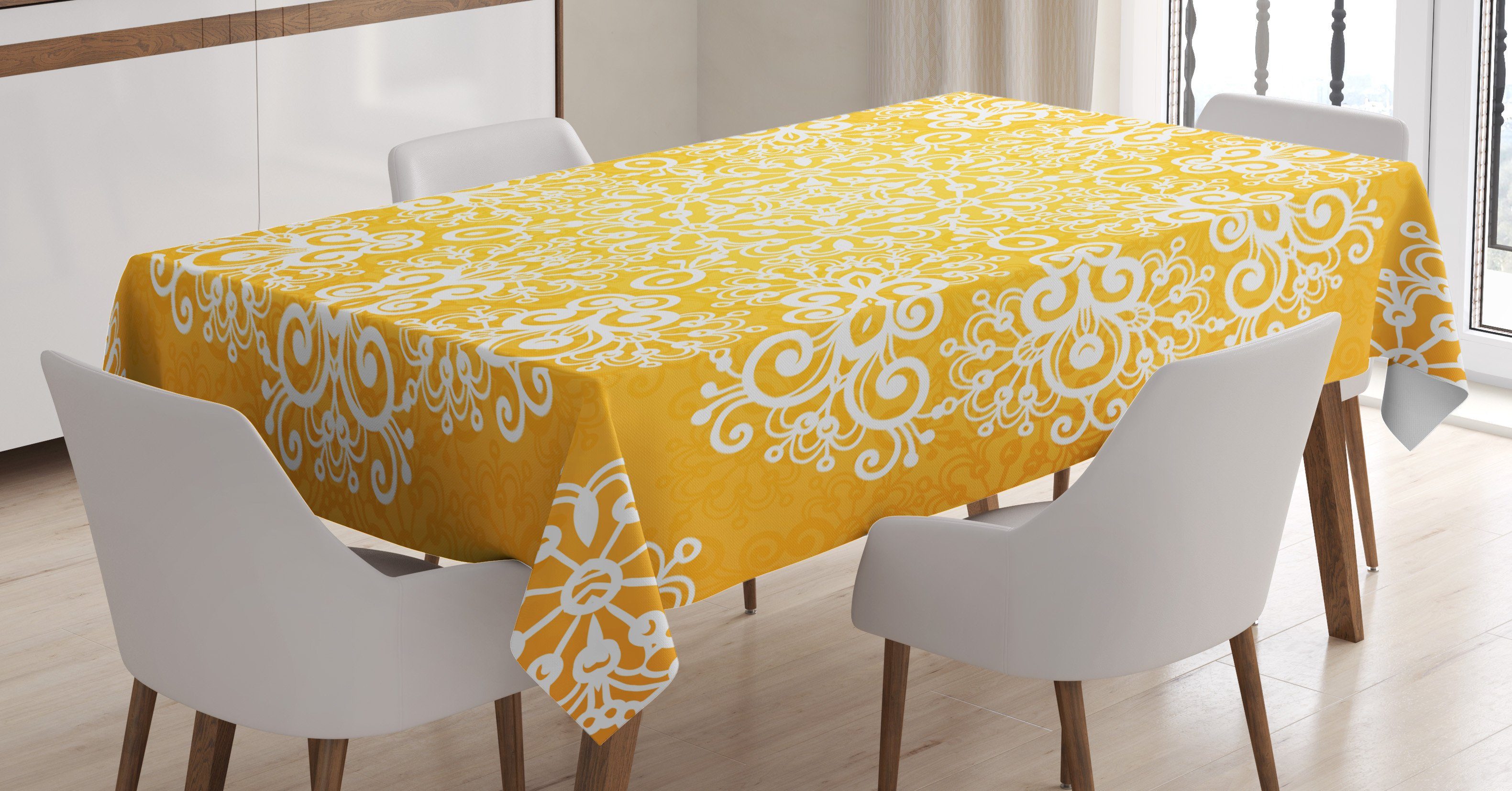 Abakuhaus geeignet Tischdecke floral Schneeflocken Für Klare Farben, Waschbar den Floral Außen Bereich Farbfest