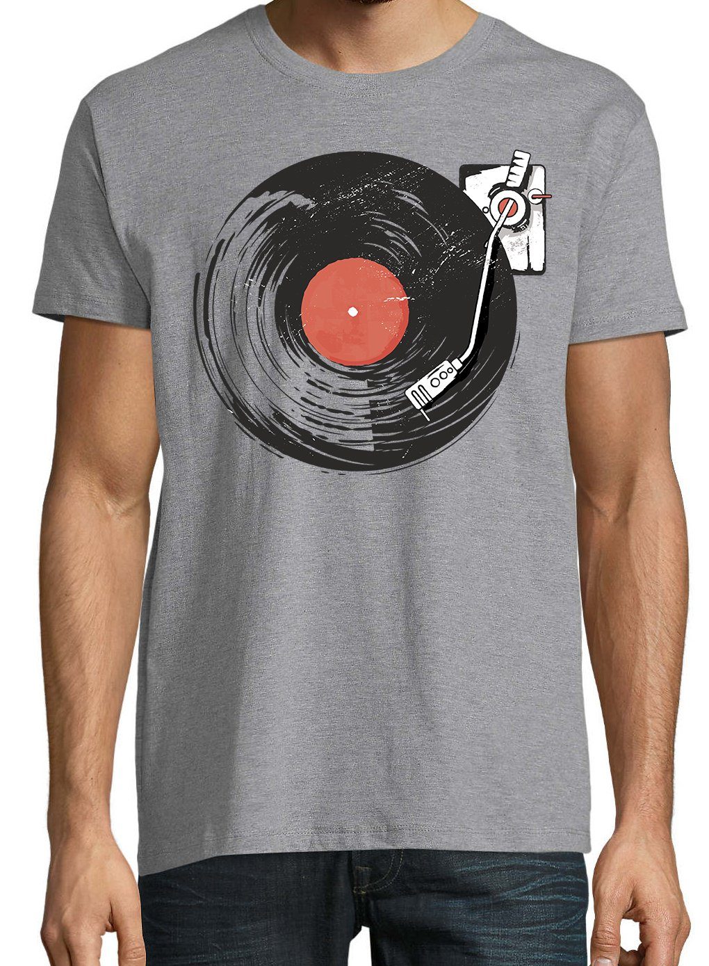 Youth Designz Print-Shirt mit Grau Spruch lustigem Plattenspieler Herren t-Shirt