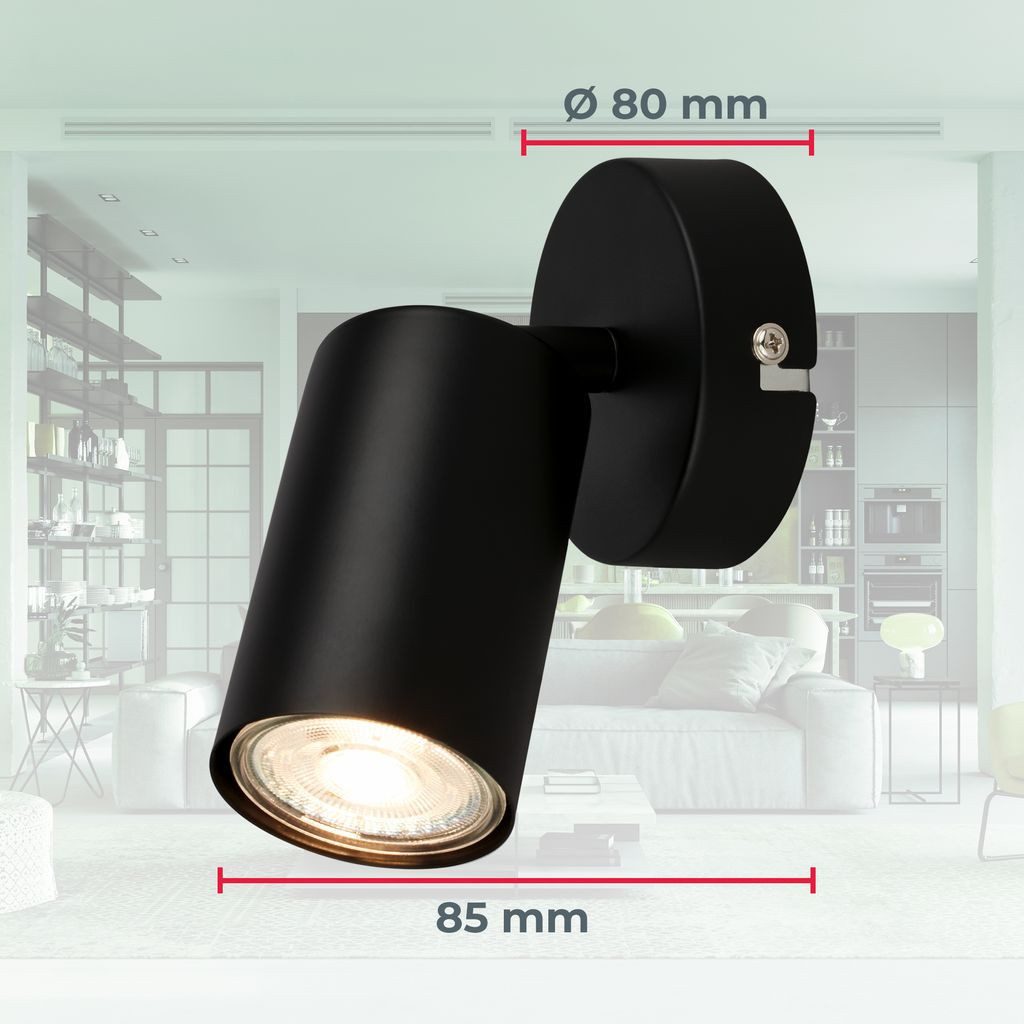 B.K.Licht Wandleuchte BKL1627, LED wechselbar, 2700K - Extra-Warmweiß, LED Wandlampe 8x15,5 cm Schwarz 2W 450lm GU10 Bettlampe Schlafzimmer