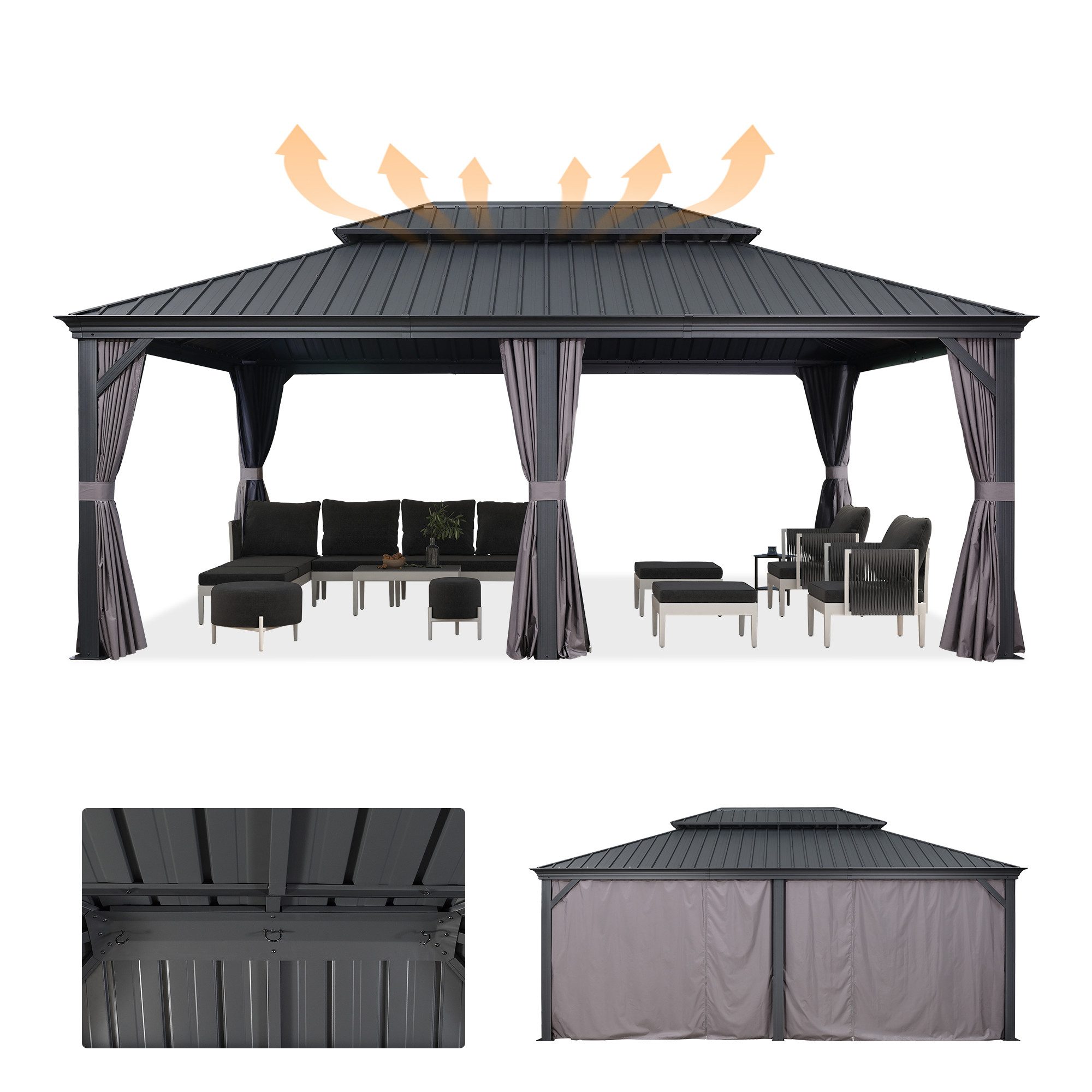 PURPLE LEAF Pavillon Alu Gartenpavillon mit günstig online kaufen