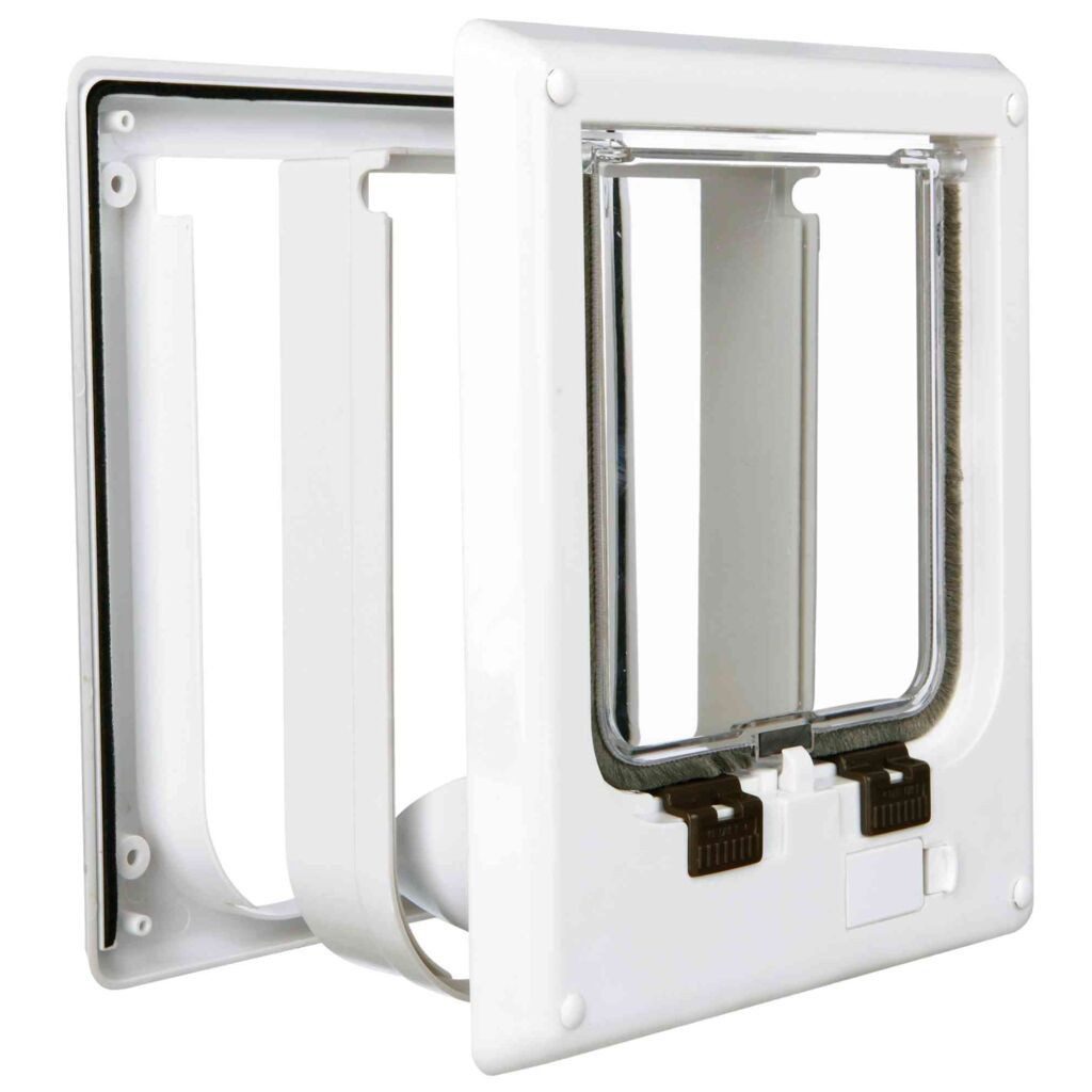 TRIXIE Katzenklappe 4-Wege Freilauftür, elektromagnetisch - weiß - 21,1 × 24,4 cm