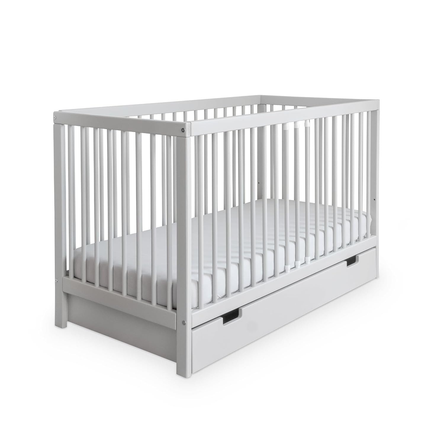 Ehrenkind Babybett PUR aus massivem Buchenholz, flexibel höhenverstellbar, Gitterbett, Kinderbett 9-Fach höhenverstellbar mit entnehmbaren Stangen Baby Bett