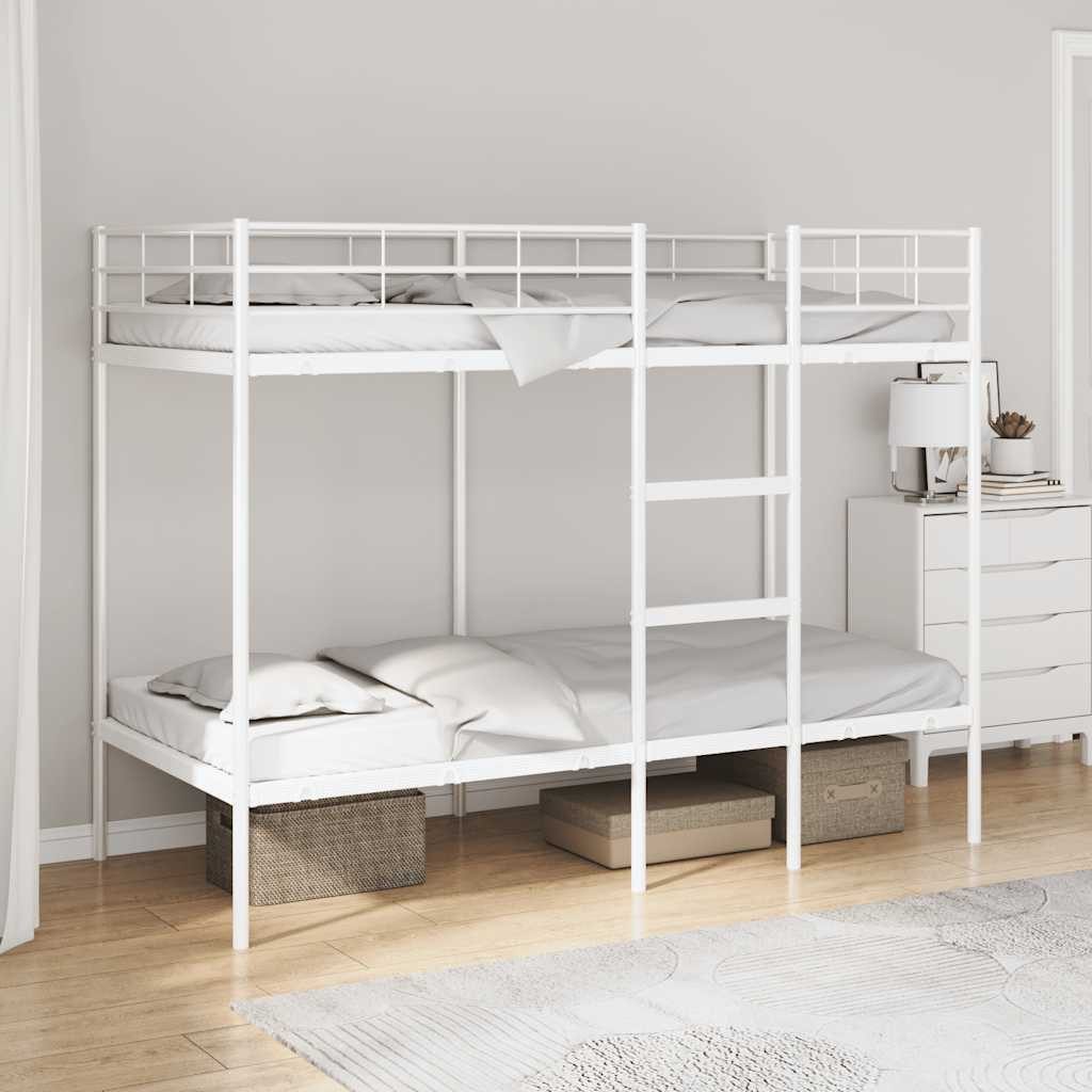 vidaXL Etagenbett, Etagenbett ohne Matratze Weiß 100x190 cm Stahl