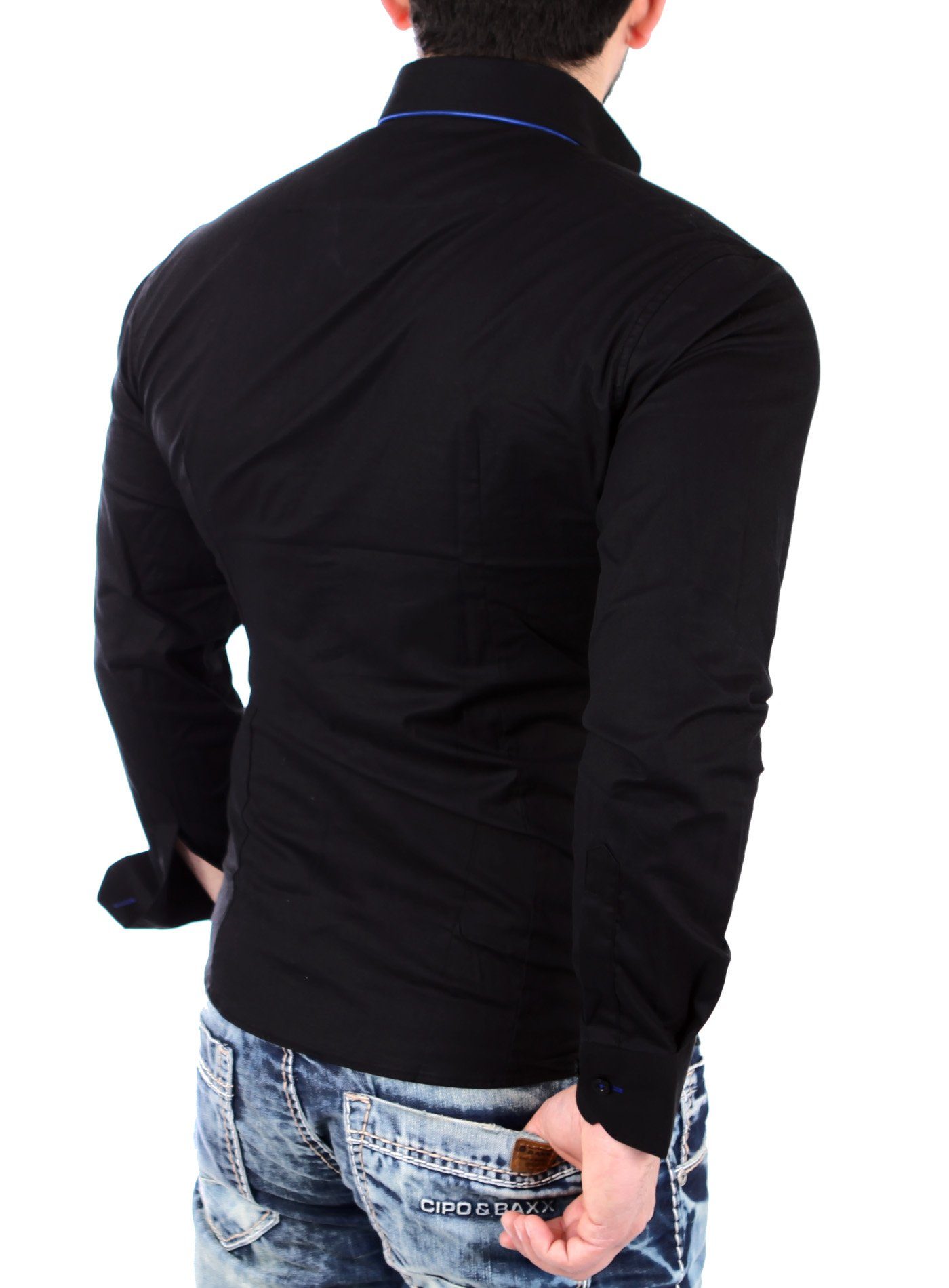 Reslad Langarmhemd Reslad Herren Langarm Hemd Alabama RS-7050 (Herrenhemd) Doppelkragen Kontrast Männer Hemden