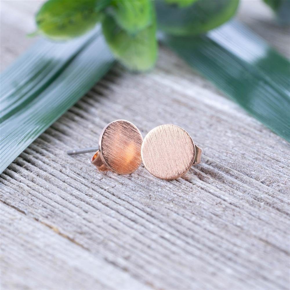 BUNGSA Ohrring-Set Rosegold - Ohrstecker rund gebürstet aus Edelstahl Damen (1 Paar (2 Stück), 2-tlg), Ohrschmuck Ohrringe