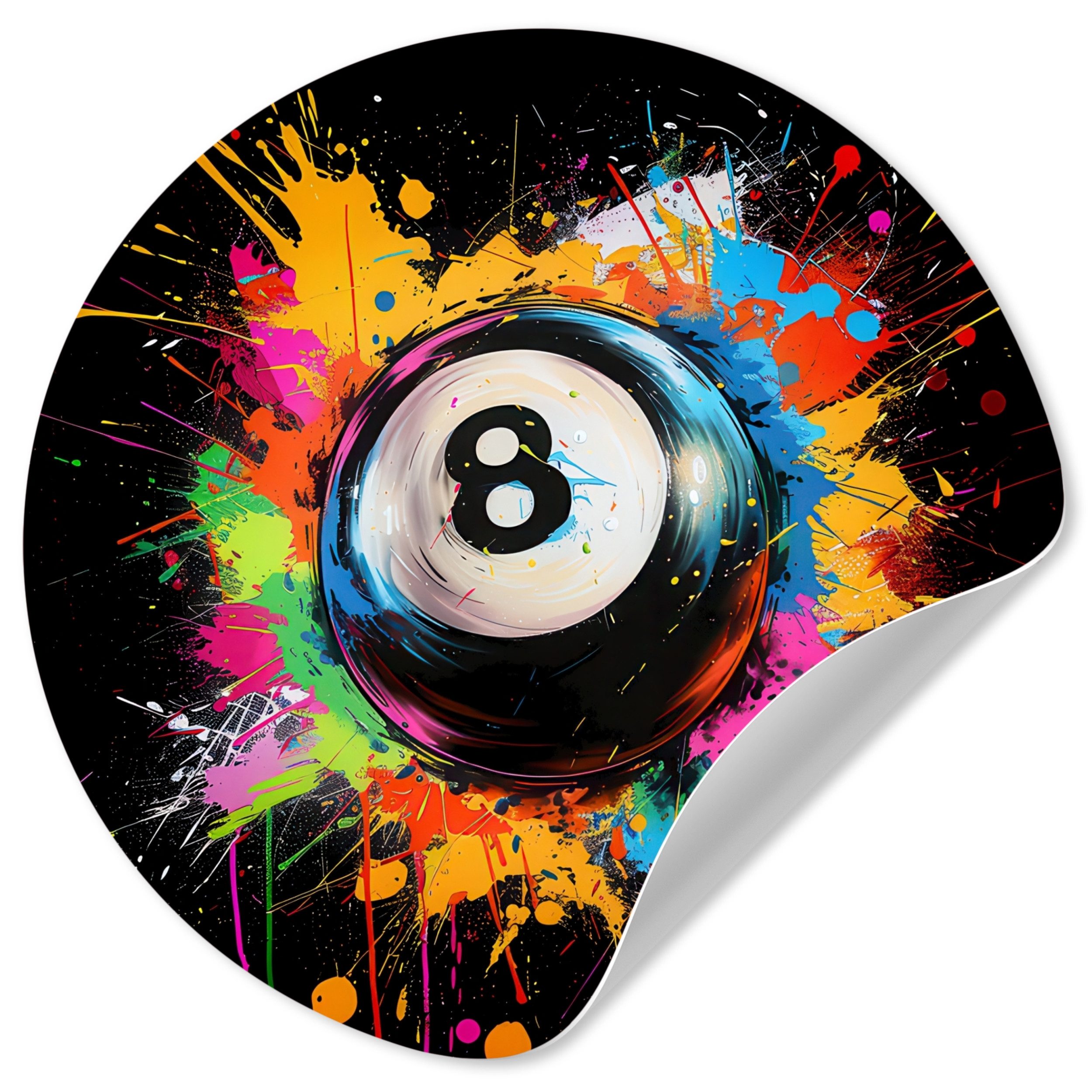 MuchoWow Wandsticker Graffiti - Sport - Billardkugel - Billard (1 St), Wandtattoo Selbstklebend, Wohnzimmer Deko Aufkleber, 30x30 cm