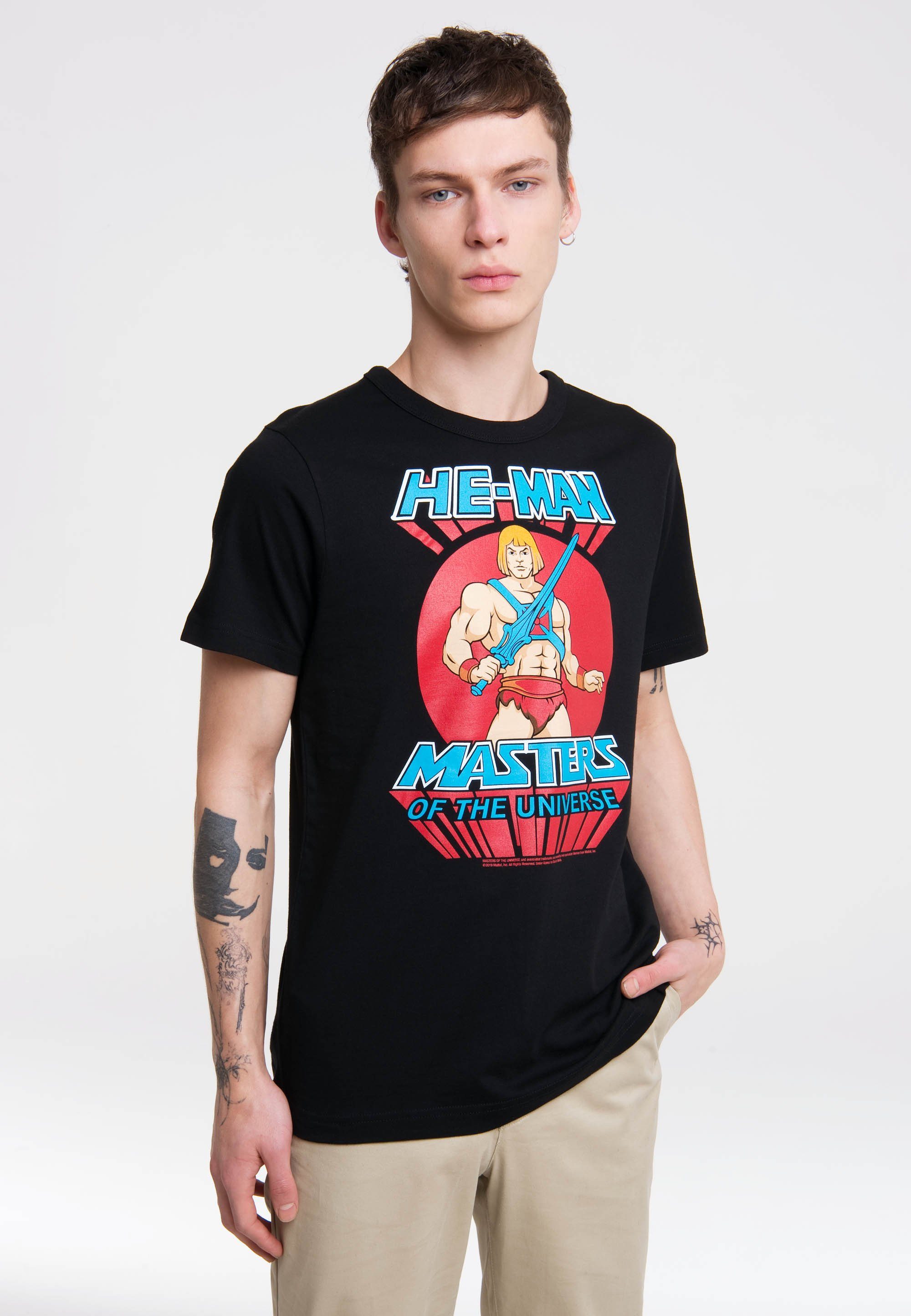 He-Man Universe-Aufdruck T-Shirt LOGOSHIRT Masters großem of the mit