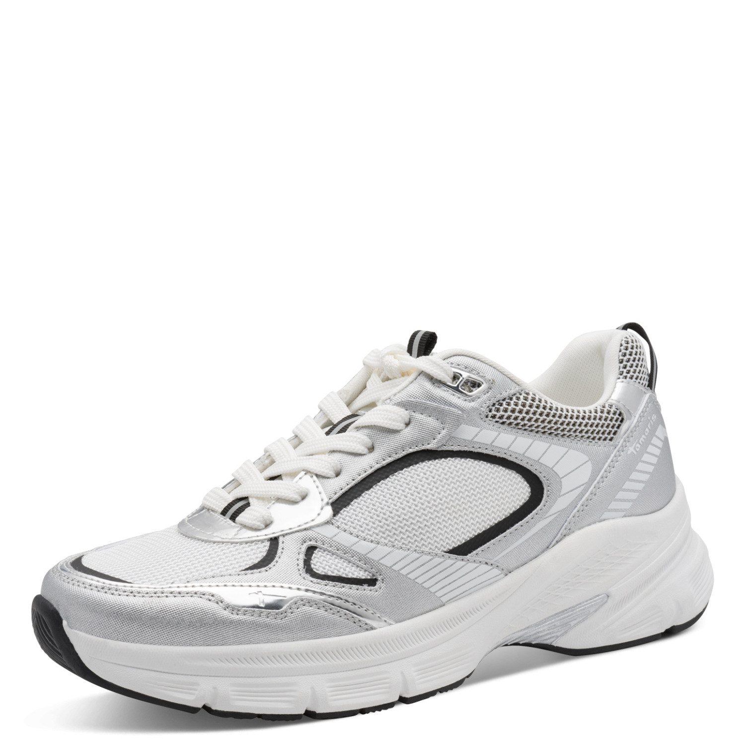 Tamaris Plateausneaker, Freizeitschuh, Halbschuh, Schnürschuh mit Besätzen in Metallic-Optik