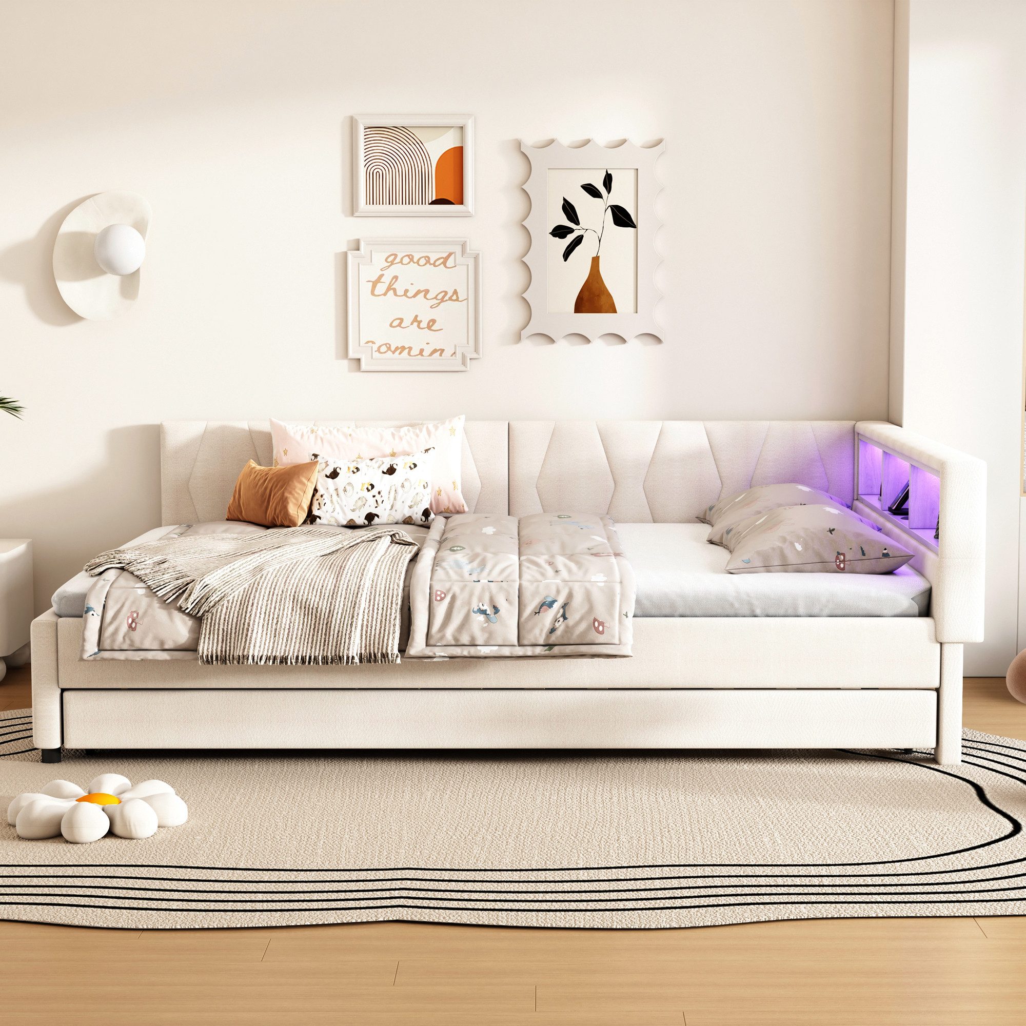 Flieks Daybett, LED Polsterbett Schlafsofa 140x200cm günstig online kaufen