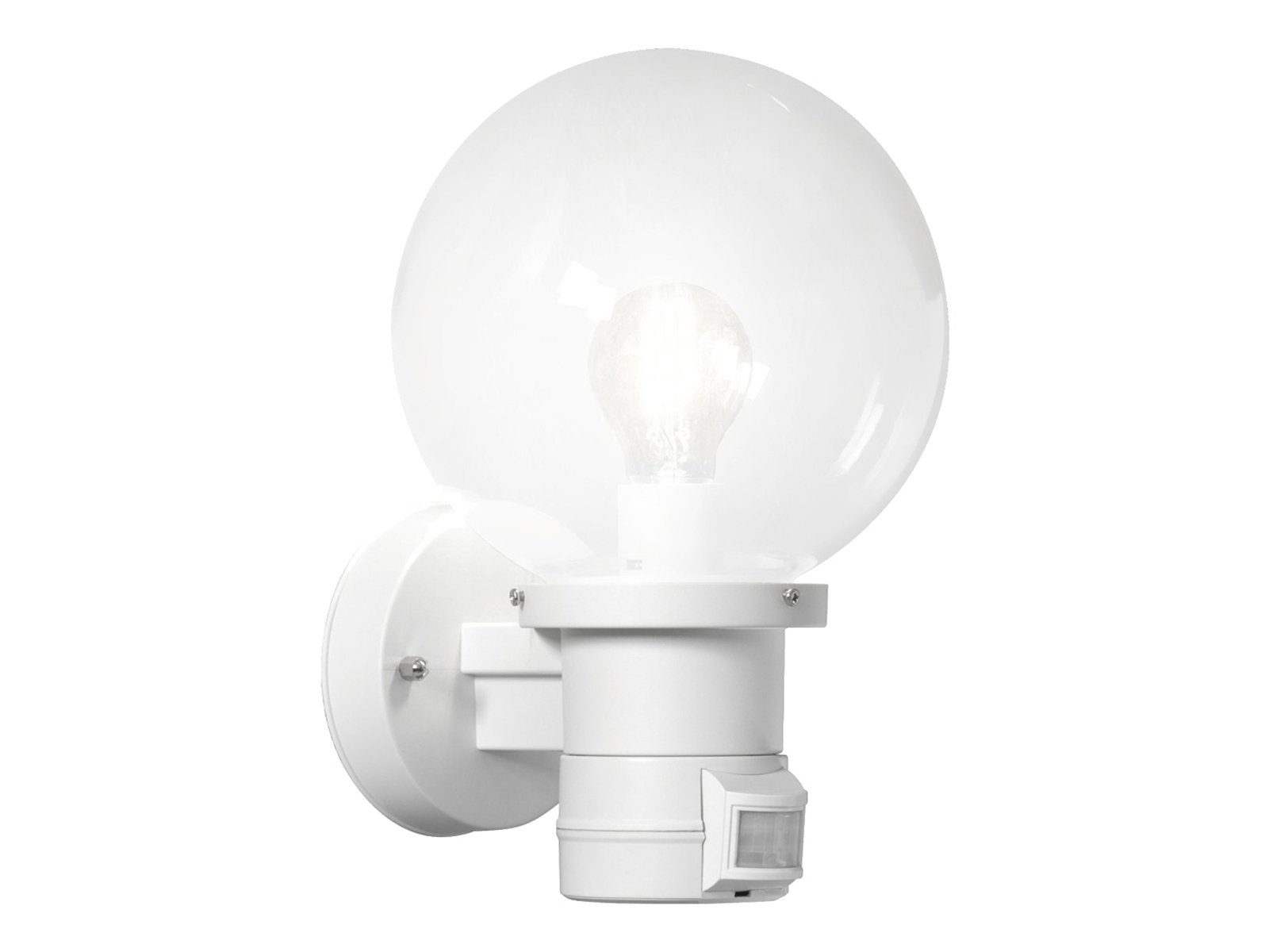 KONSTSMIDE LED Außen-Wandleuchte, Bewegungsmelder, LED wechselbar, Warmweiß, Fassadenbeleuchtung mit Glaskugel Лампыschirm Höhe 31cm