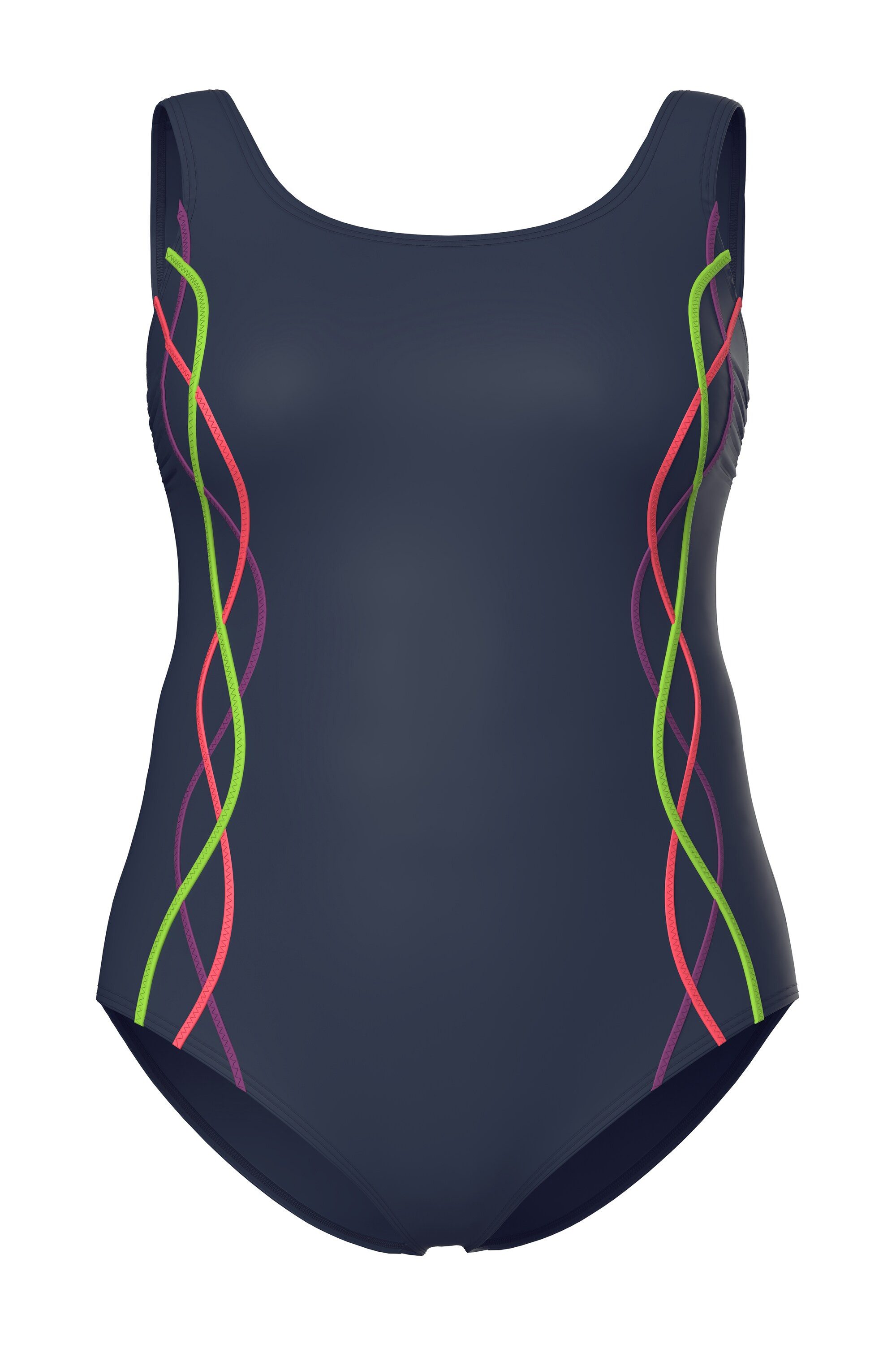 Ulla Popken Badeanzug Badeanzug Pipings Unterbrustband Vorderfutter günstig online kaufen