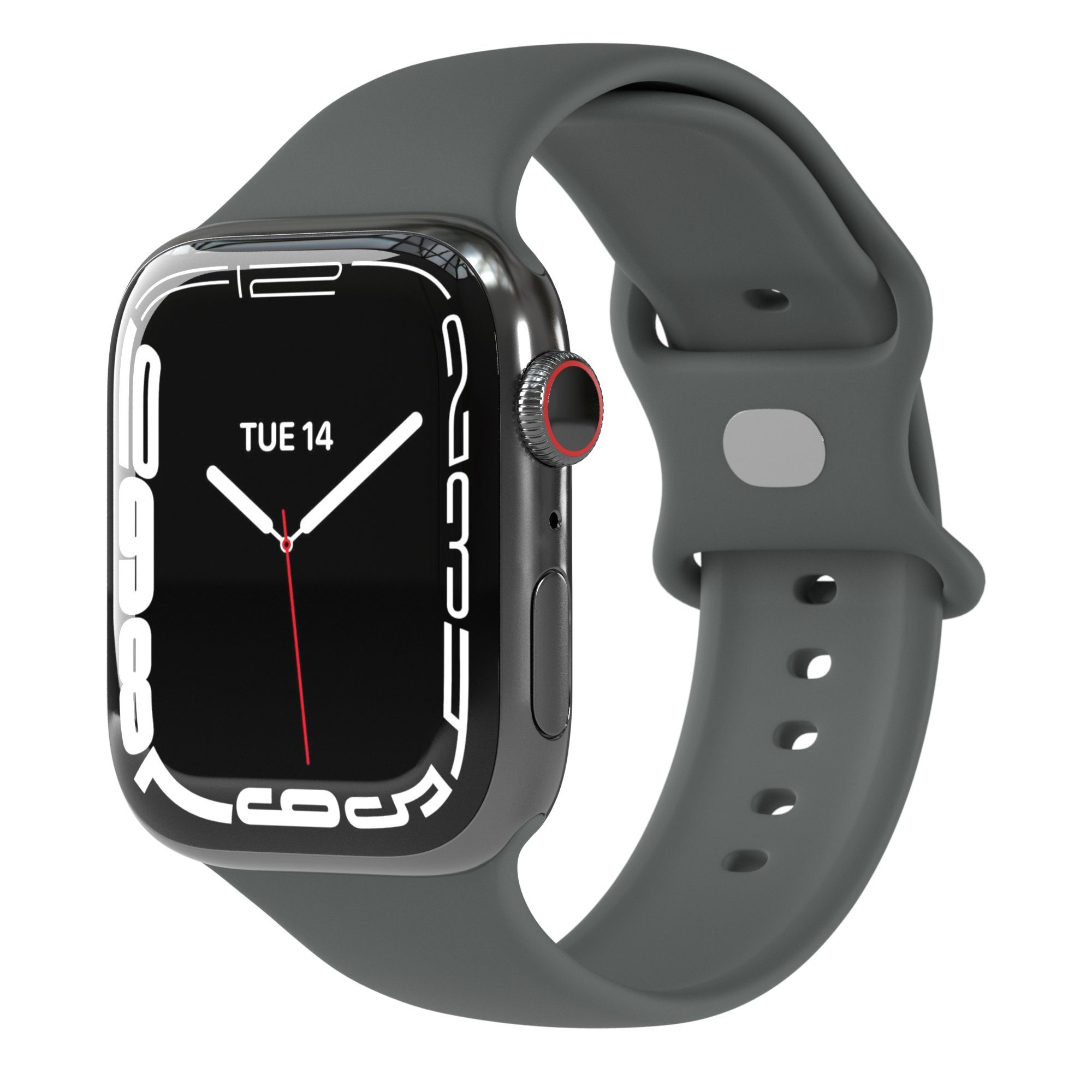 EAZY CASE Smartwatch-Armband Silikon Armband iWatch 11 10 9 8 7 6 5 4 3 2 SE Ultra, Flexibles Silikon Uhrenband Apple Watch 38-42 mm Grau Sport