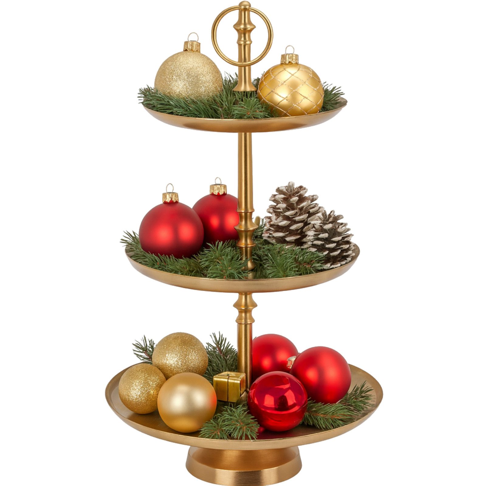 Koopman Etagere Servierständer 50x30 cm Goldfarbend Aufbewahrung Metall Demontiert, Metall, (1-tlg), 3 Etagen, Metall, 50x30cm, Keksständer, Servierständer