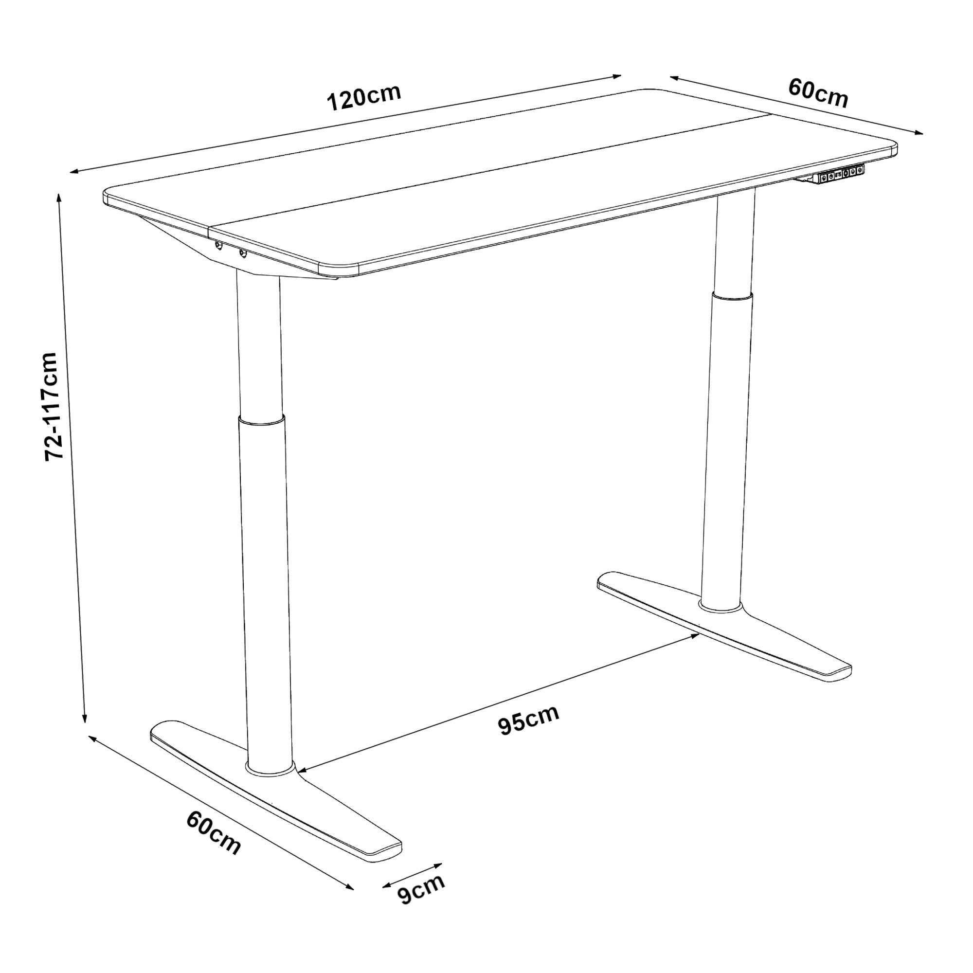 »Arogno« Schreibtisch, Höhenverstellbarer pro.tec cm 120 60 Walnuss-Optik Walnussoptik x Tisch