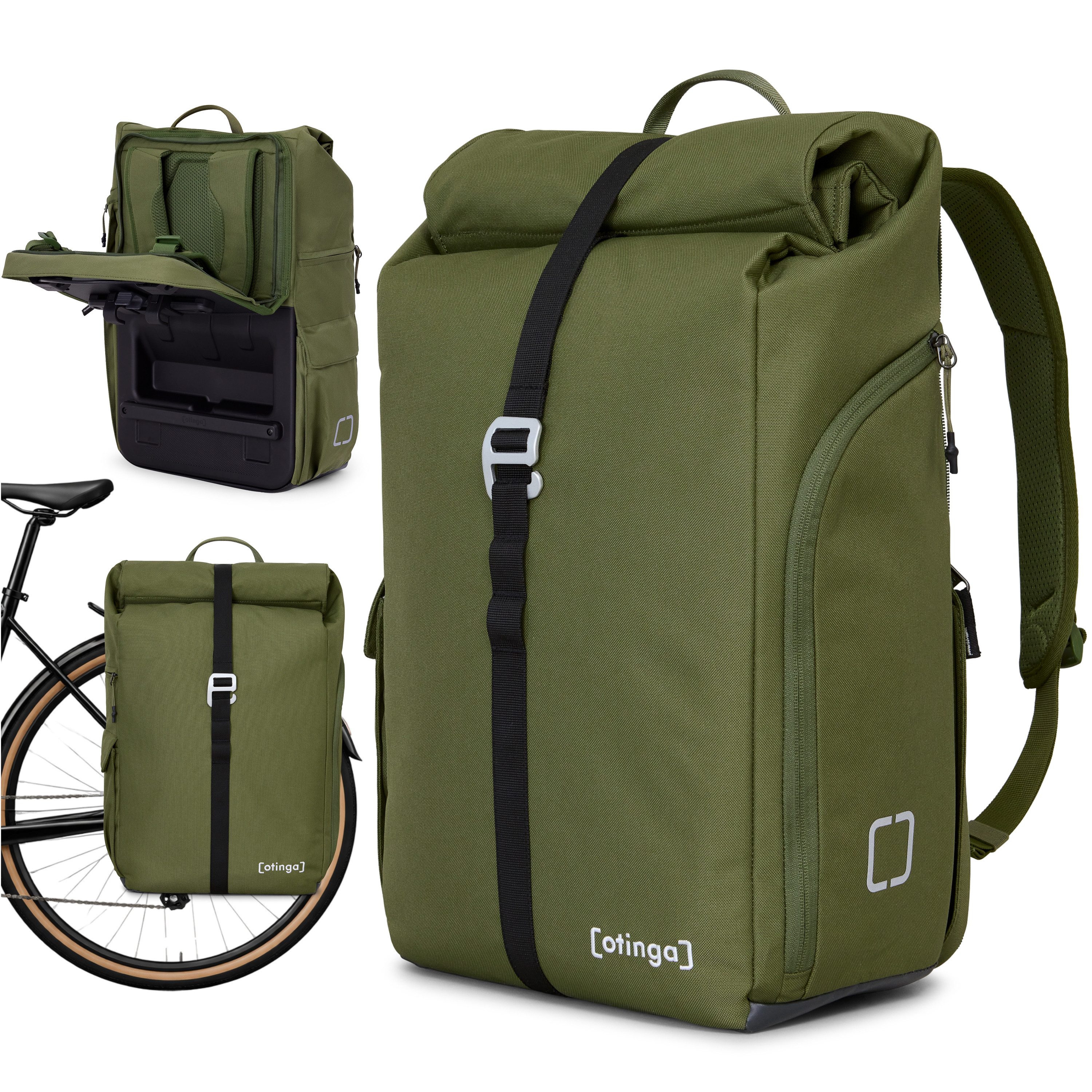otinga Fahrradtasche Flip V3 Fahrradtasche Rucksack Wasserdicht Gepäckträgerhalterung, 34L Gepäckträgertasche mit Rucksack, Radtasche, in 3 Sekunden umgebaut